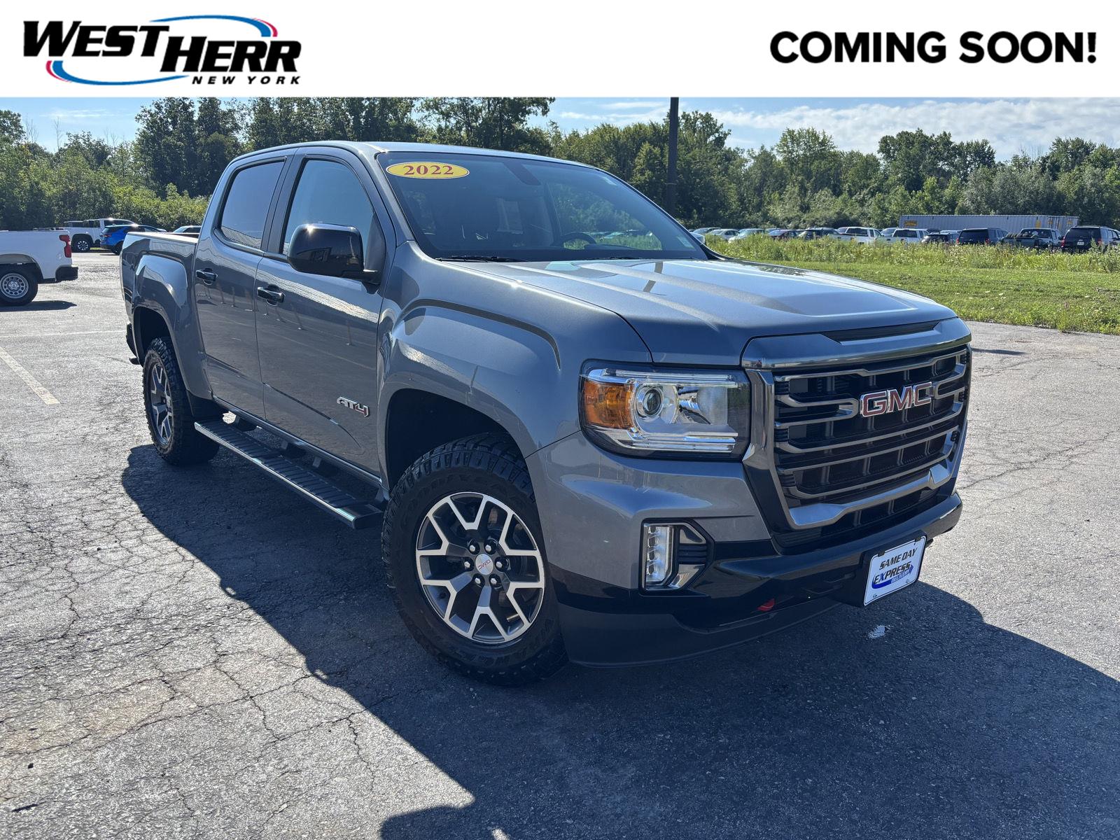Gray (Satin Steel Metallic) 2022 GMC Canyon Pickup Truck Four-Wheel Drive 8-Speed Automatic