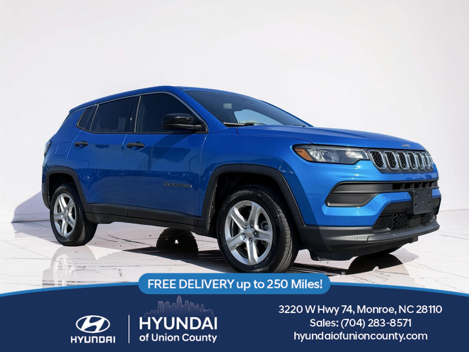 Laser Blue Pearlcoat 2023 Jeep Compass Sport 4WD SUV / Crossover Four-Wheel Drive 8-Speed Automatic