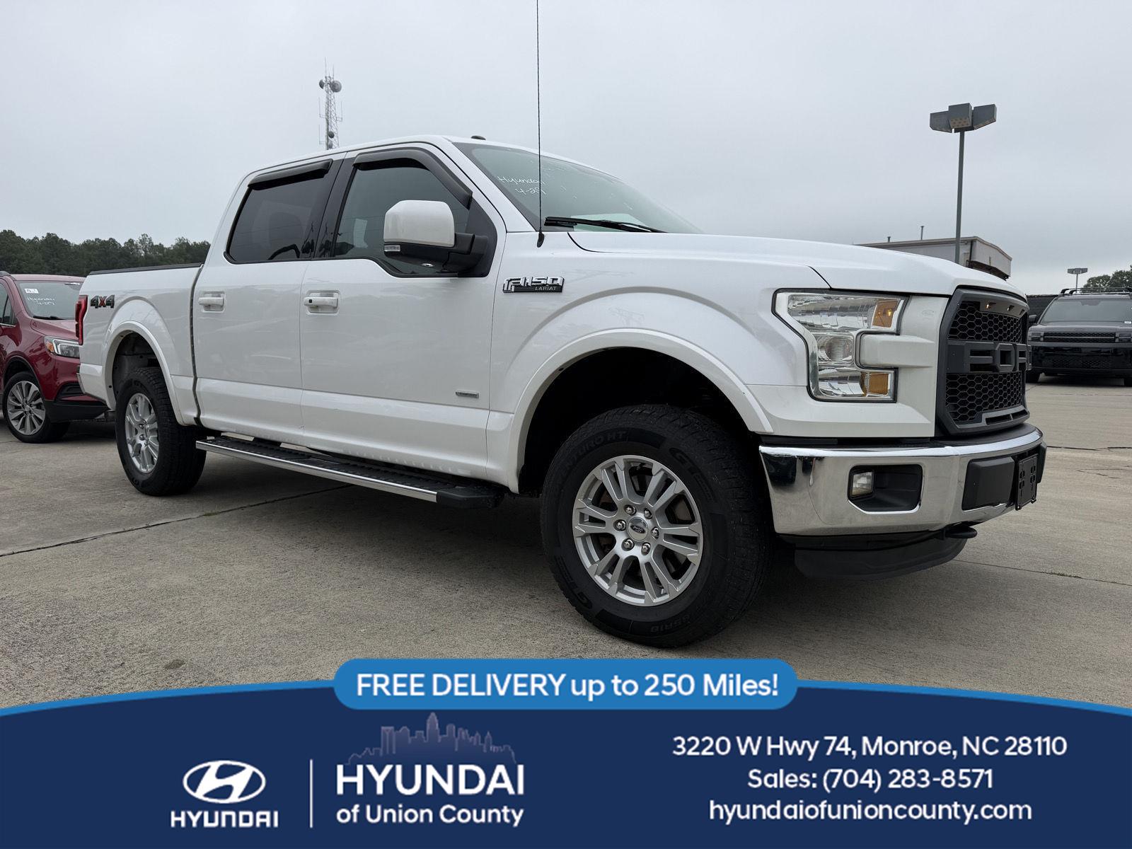 White Platinum Metallic Tri-Coat 2015 Ford F-150 Lariat SuperCrew 4WD Pickup Truck Four-Wheel Drive 6-Speed Automatic