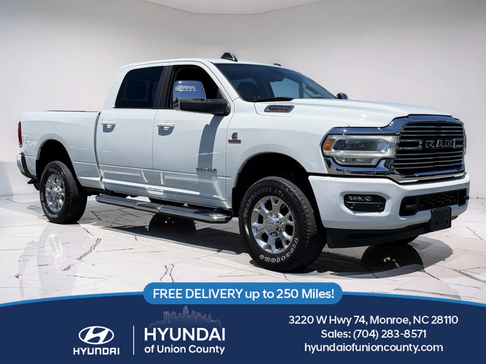 Bright White Clearcoat 2024 RAM 2500 Laramie Crew Cab 4WD Pickup Truck Four-Wheel Drive 6-Speed Automatic
