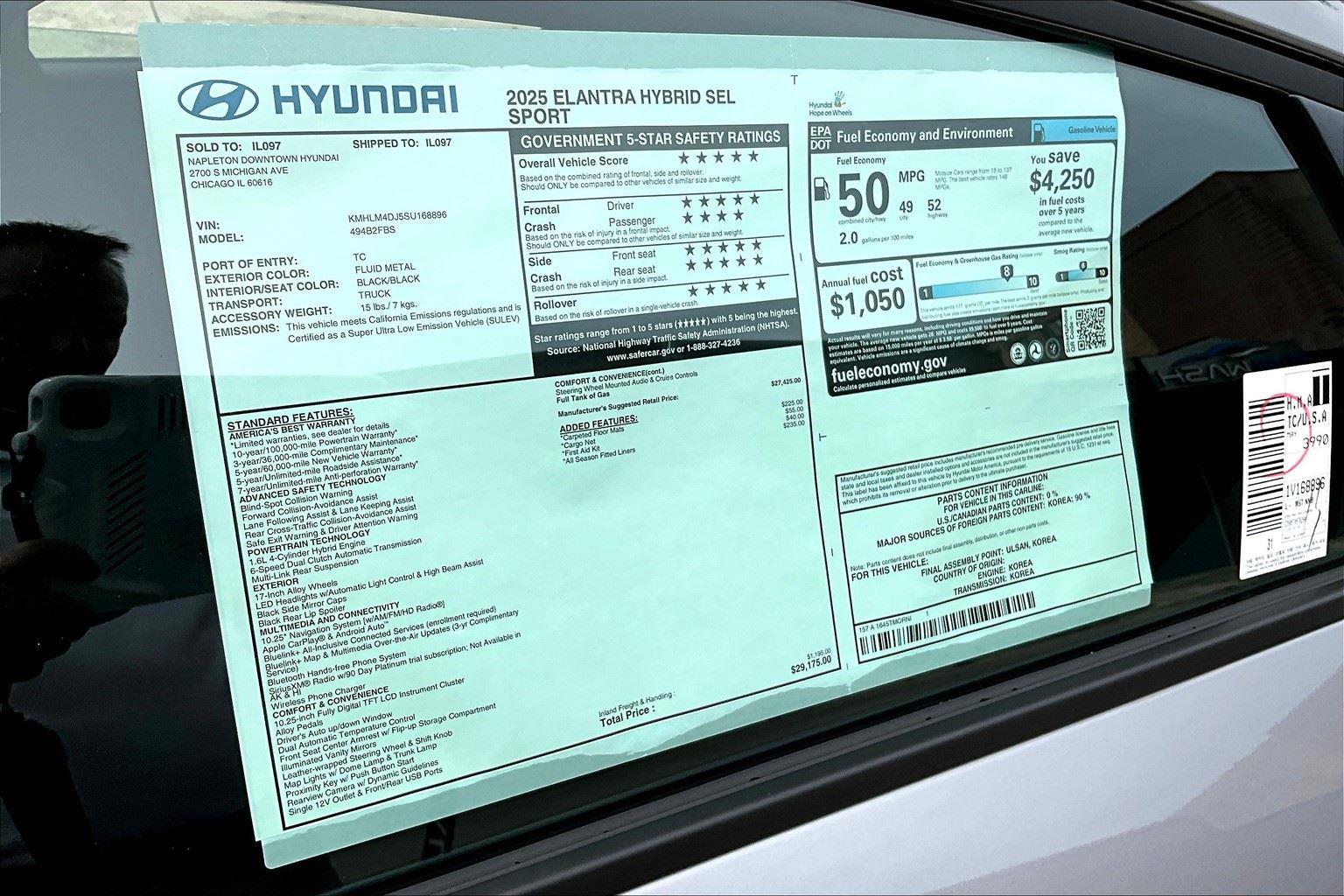 2025 Hyundai Elantra Hybrid SEL Sport photo 53
