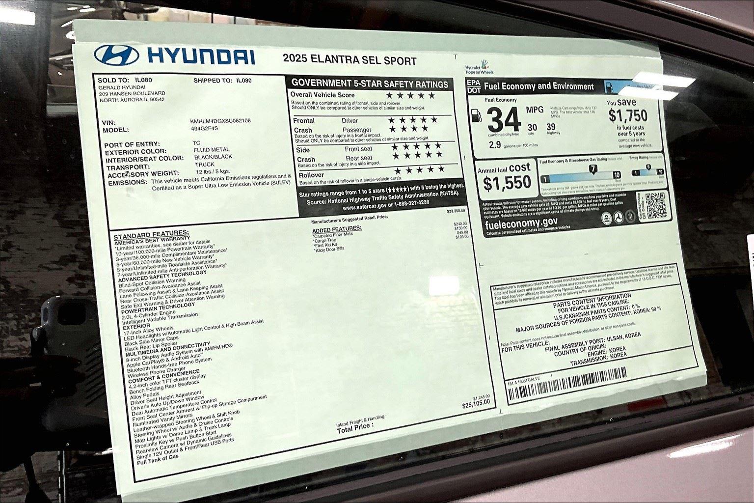 2025 Hyundai Elantra SEL Sport photo 12