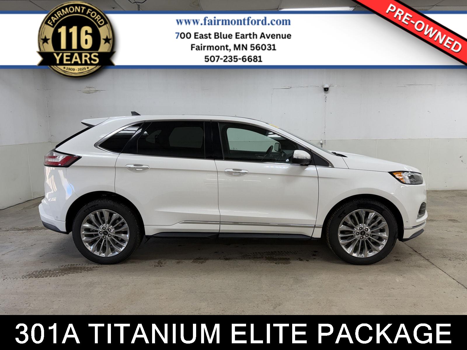 Star White Metallic Tri-Coat 2022 Ford Edge Titanium AWD SUV / Crossover All-Wheel Drive 8-Speed Automatic