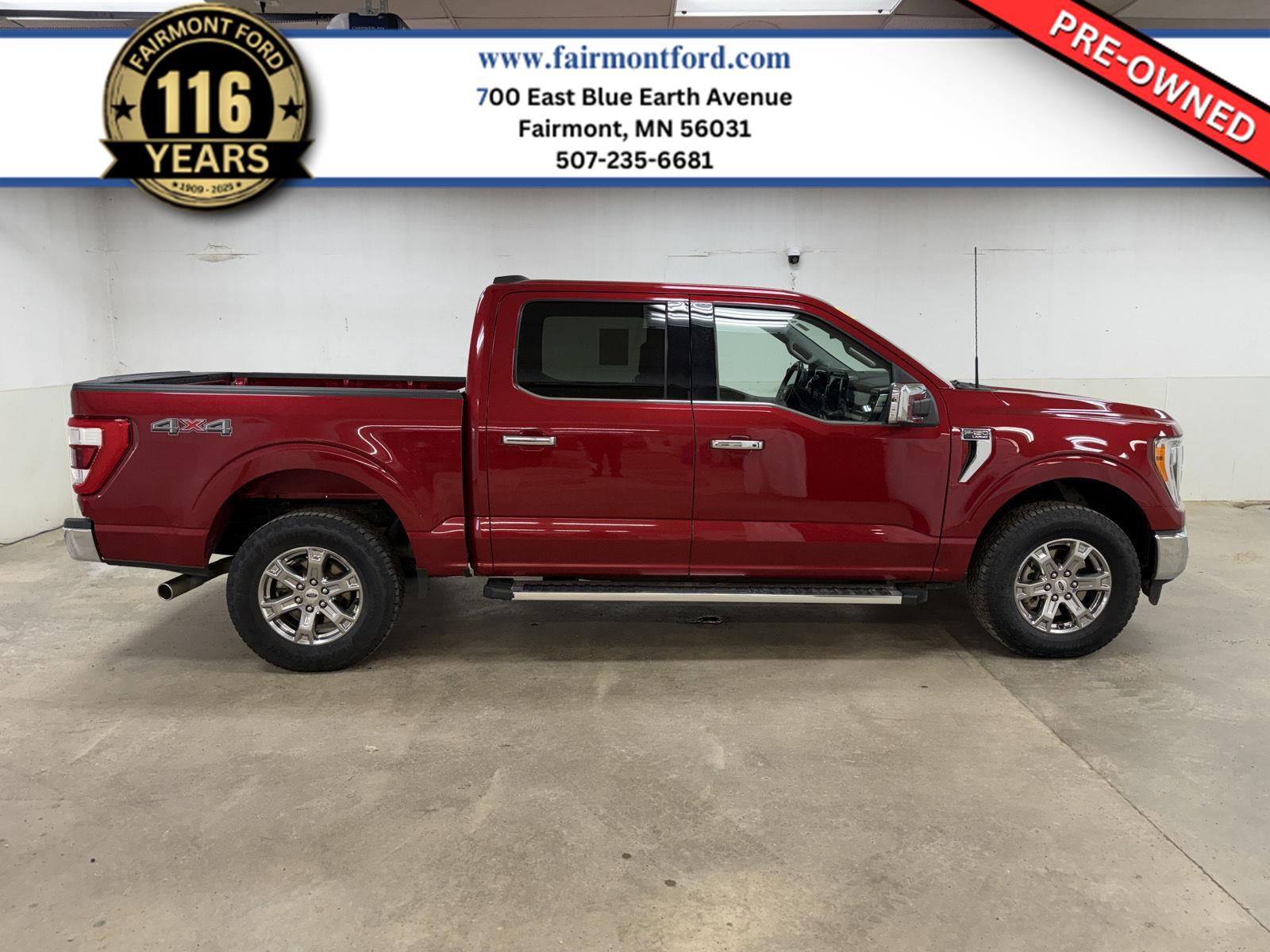 Rapid Red Metallic Tinted Clearcoat 2022 Ford F-150 Lariat SuperCrew 4WD Pickup Truck Four-Wheel Drive Automatic