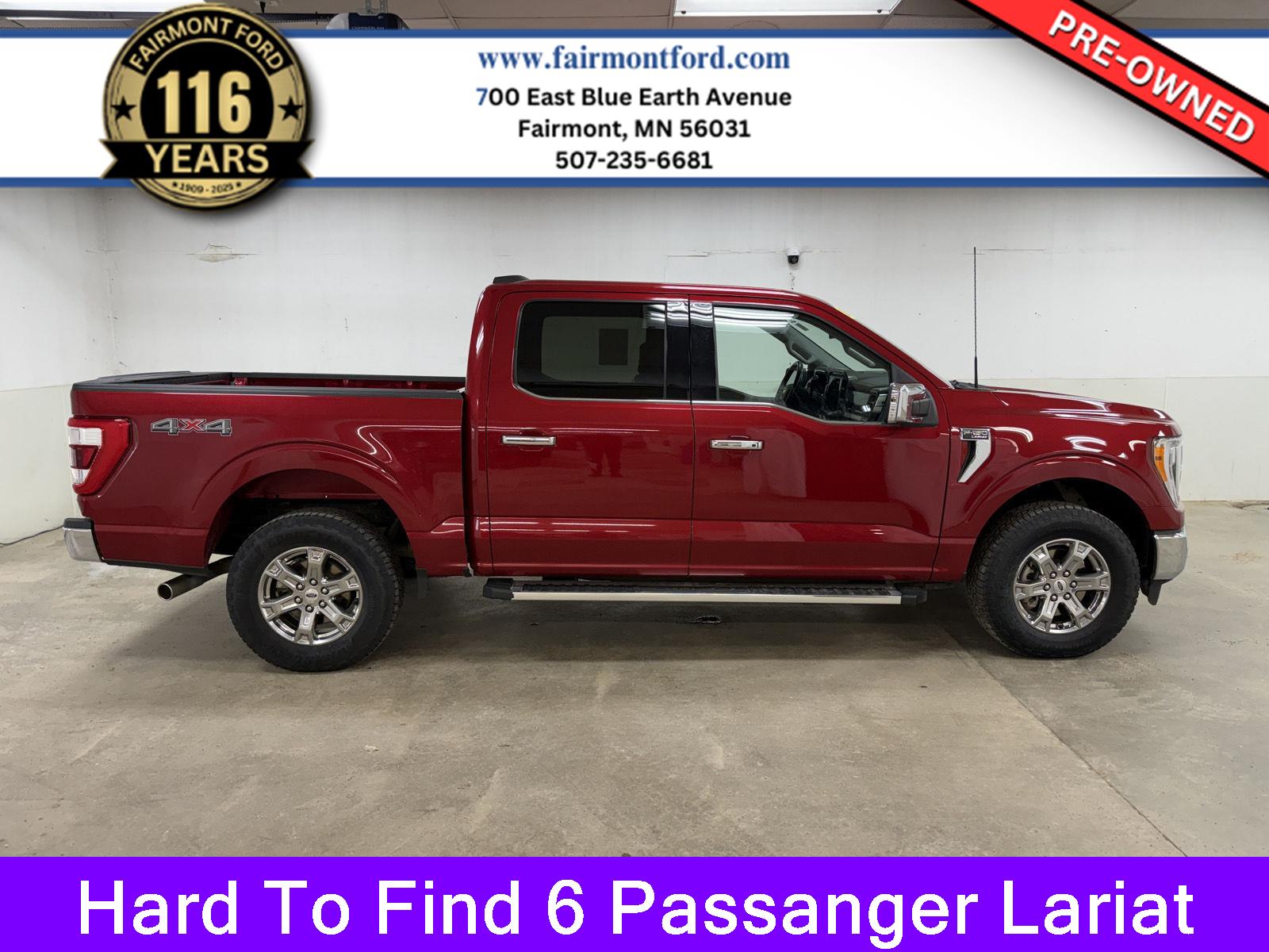 Rapid Red Metallic Tinted Clearcoat 2022 Ford F-150 Lariat SuperCrew 4WD Pickup Truck Four-Wheel Drive Automatic