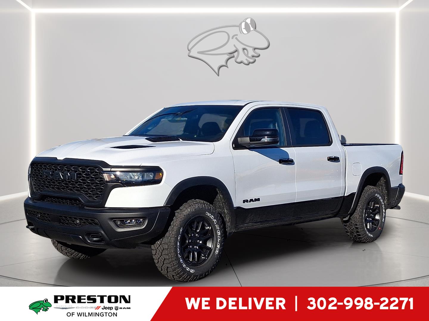 Bright White Clearcoat 2026 RAM 1500 Rebel Crew Cab 4WD Pickup Truck Four-Wheel Drive 8-Speed Automatic