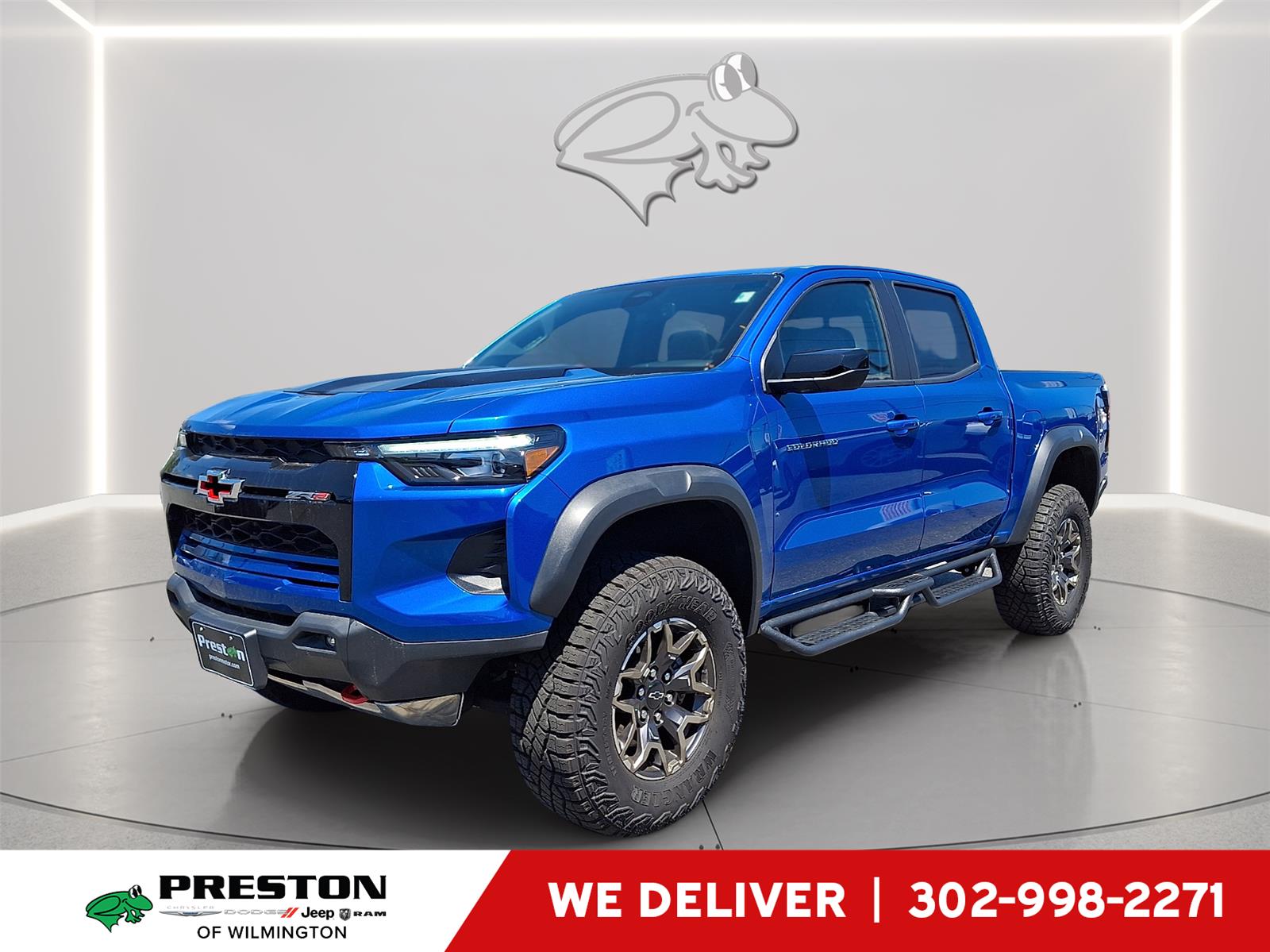Glacier Blue Metallic 2024 Chevrolet Colorado ZR2 Crew Cab 4WD Pickup Truck Four-Wheel Drive 8-Speed Automatic