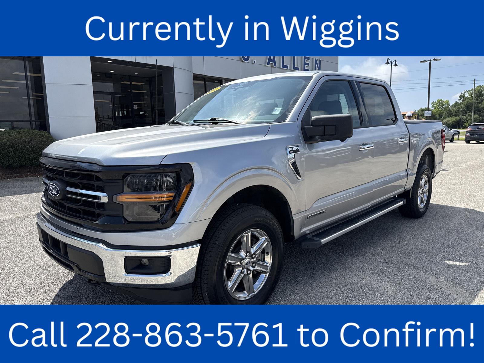 Iconic Silver 2024 Ford F-150 XLT SuperCrew 4WD Pickup Truck Four-Wheel Drive Automatic
