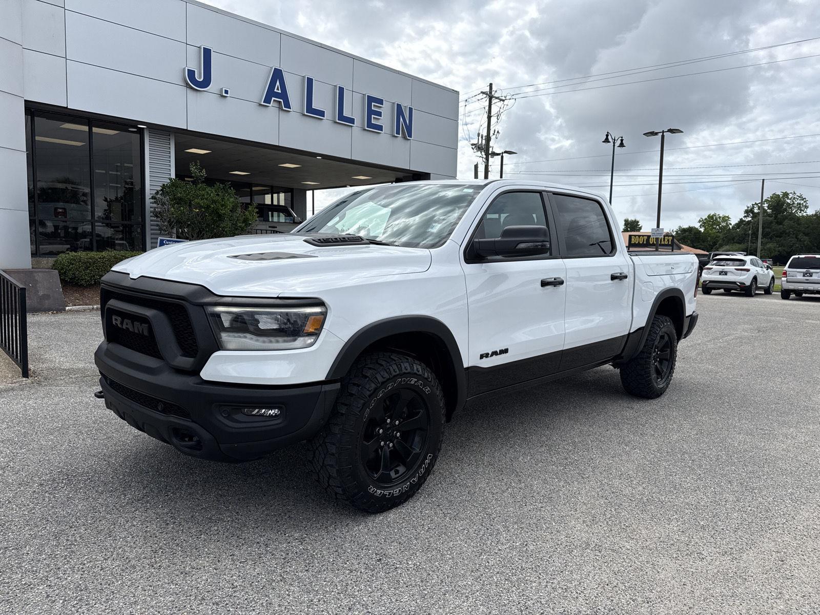 Bright White Clearcoat 2023 RAM 1500 Rebel Crew Cab 4WD Pickup Truck Four-Wheel Drive 8-Speed Automatic