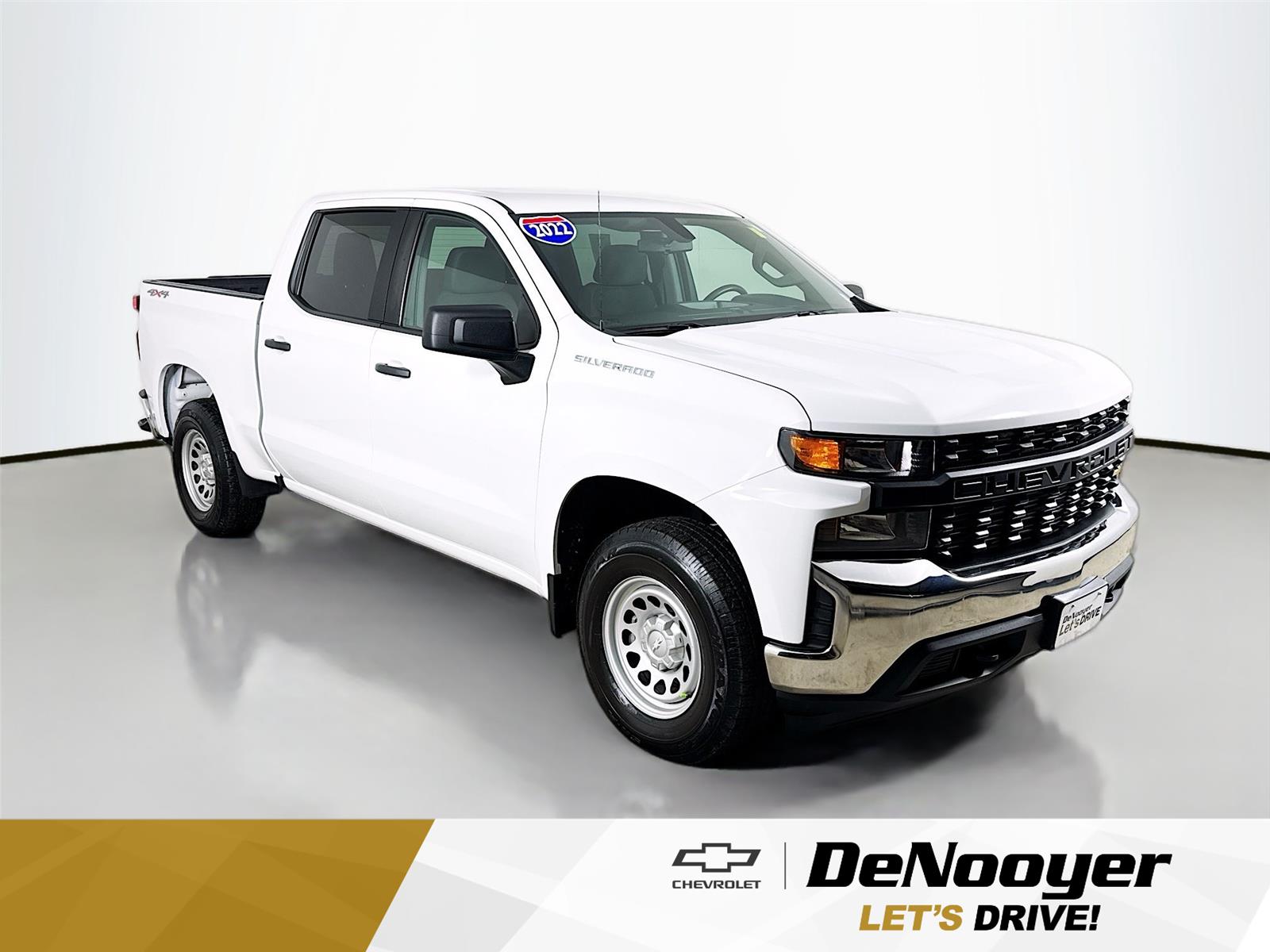 Summit White 2022 Chevrolet Silverado 1500 Work Truck Crew Cab 4WD Pickup Truck Four-Wheel Drive 8-Speed Automatic