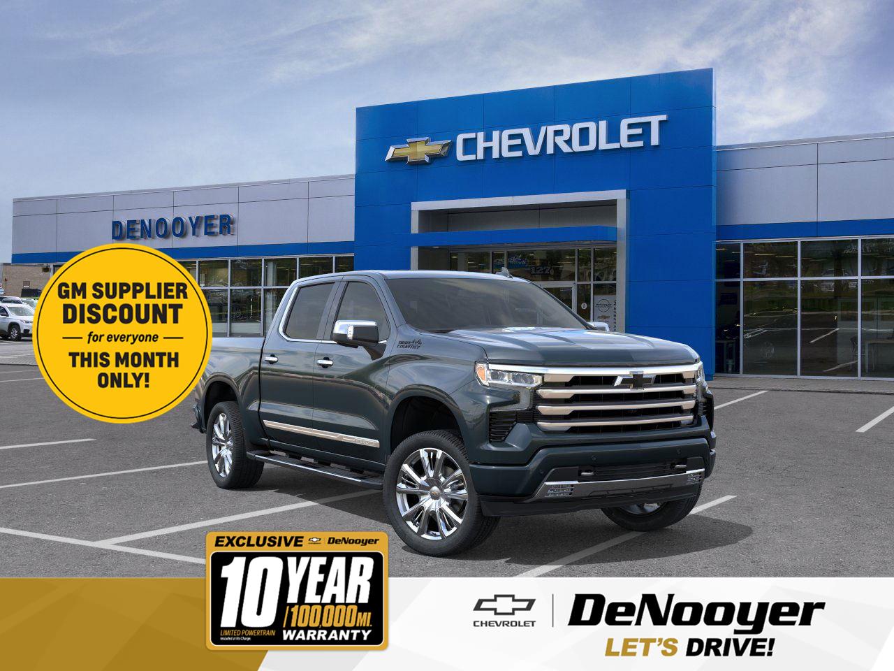 Cypress Gray 2026 Chevrolet Silverado 1500 High Country Crew Cab 4WD Pickup Truck Four-Wheel Drive Automatic