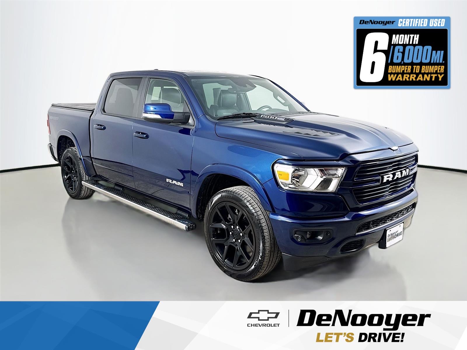 Patriot Blue Pearlcoat 2022 RAM 1500 Laramie Crew Cab 4WD Pickup Truck Four-Wheel Drive 8-Speed Automatic