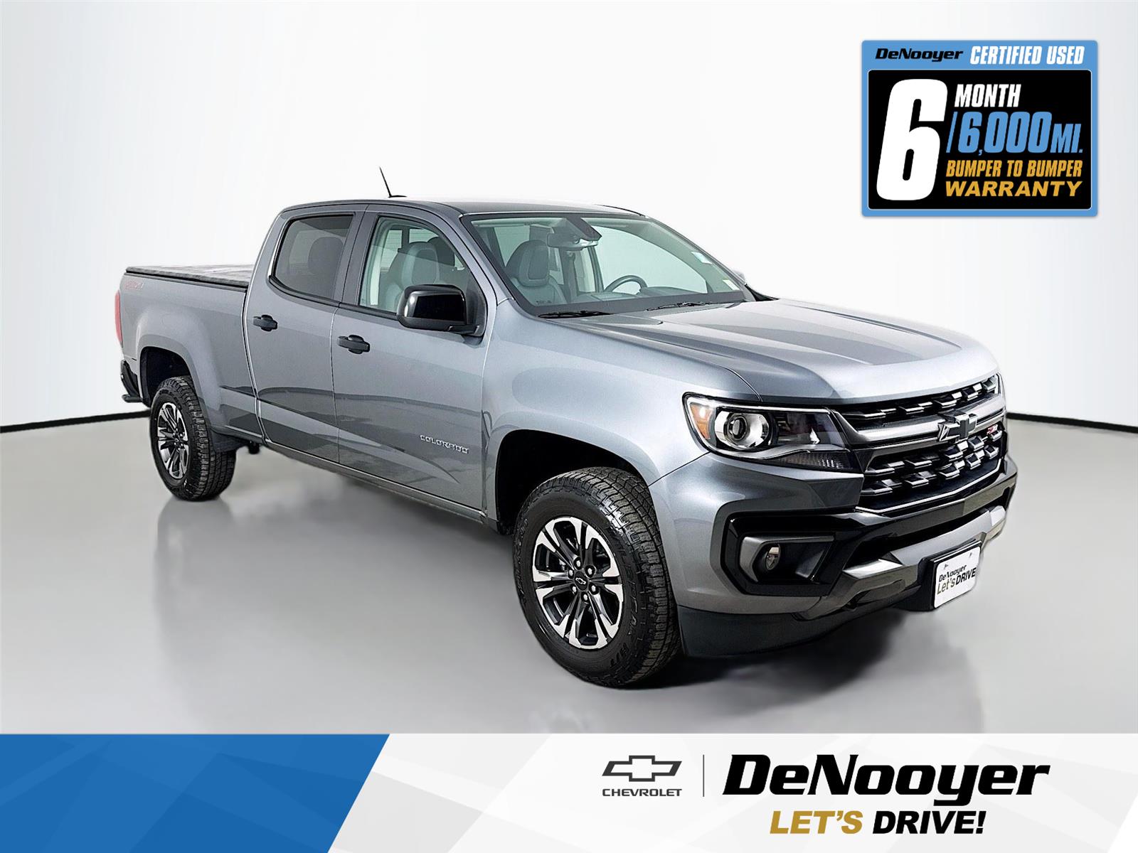 Gray (Satin Steel Metallic) 2021 Chevrolet Colorado Z71 Crew Cab 4WD Pickup Truck Four-Wheel Drive 8-Speed Automatic