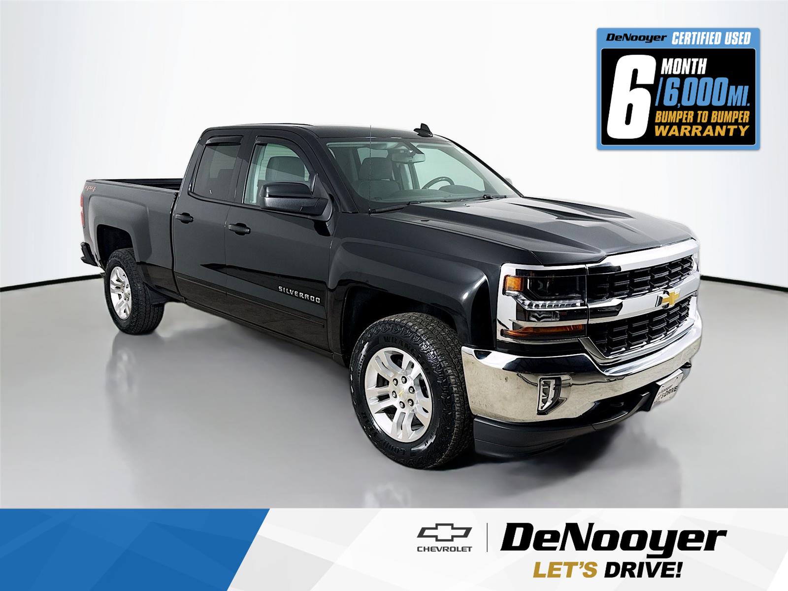 Black 2018 Chevrolet Silverado 1500 LT Double Cab 4WD Pickup Truck Four-Wheel Drive 6-Speed Automatic