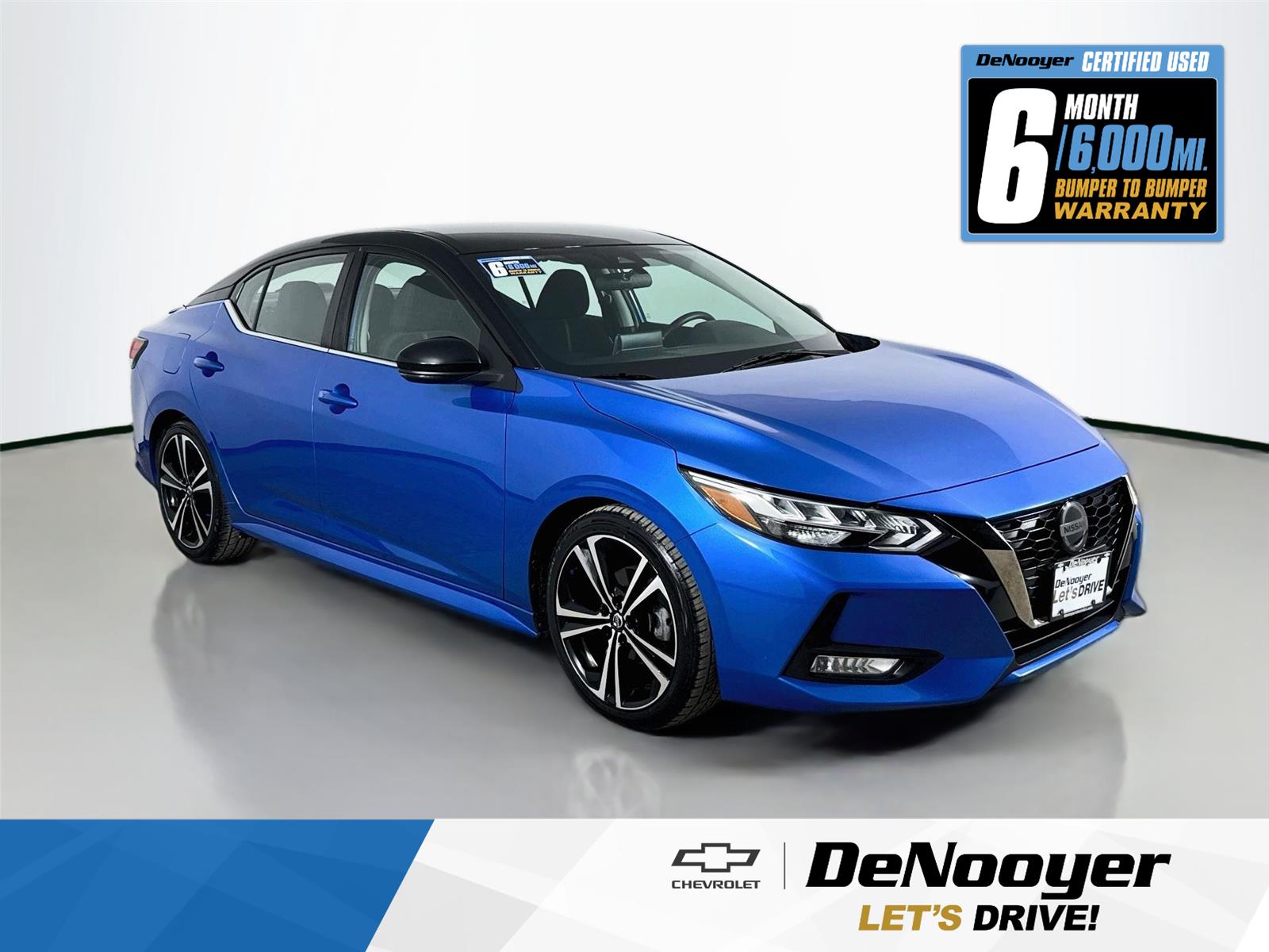 Electric Blue/Super Black 2021 Nissan Sentra Sedan Front-Wheel Drive Continuously Variable Transmission