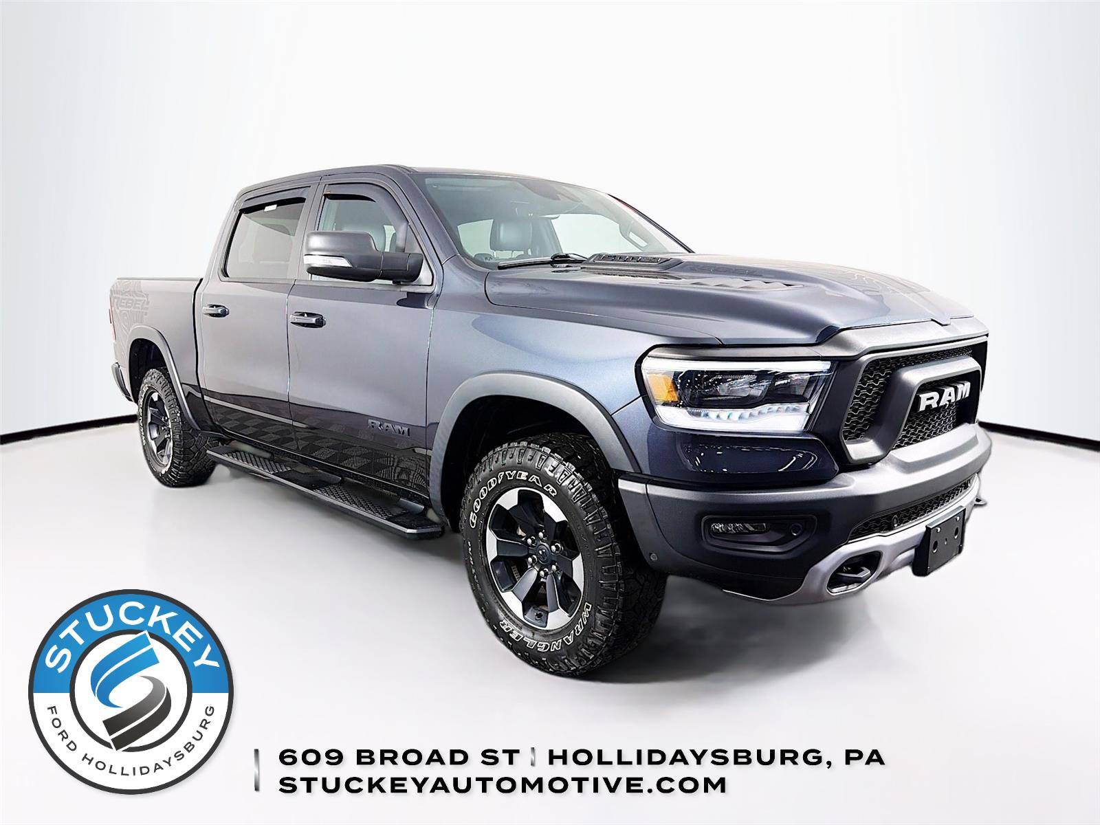 Gray (Maximum Steel Metallic Clearcoat) 2021 RAM 1500 Rebel Crew Cab 4WD Pickup Truck Four-Wheel Drive 8-Speed Automatic