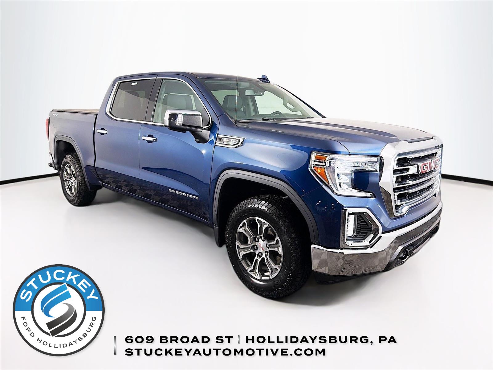 Pacific Blue Metallic 2021 GMC Sierra 1500 SLT Crew Cab 4WD Pickup Truck Four-Wheel Drive Automatic