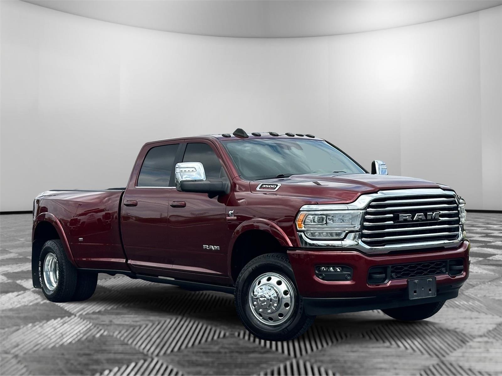 Delmonico Red Pearlcoat 2024 RAM 3500 Limited Longhorn Crew Cab LB DRW 4WD Pickup Truck Four-Wheel Drive 6-Speed Automatic