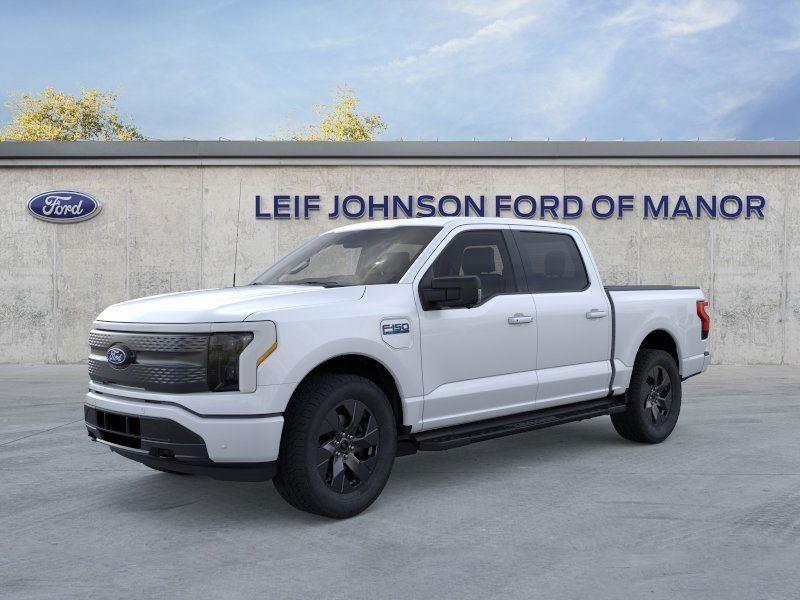 Space White 2025 Ford F-150 Lightning Flash SuperCrew AWD Pickup Truck All-Wheel Drive 1-Speed Dual Clutch