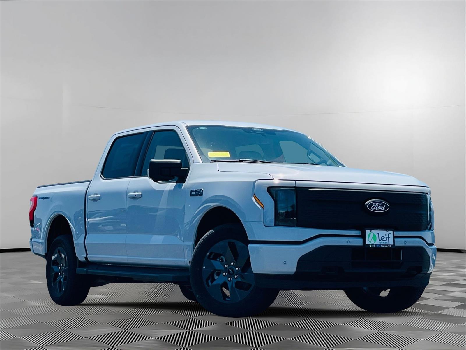 Space White 2025 Ford F-150 Lightning Flash SuperCrew AWD Pickup Truck All-Wheel Drive 1-Speed Dual Clutch