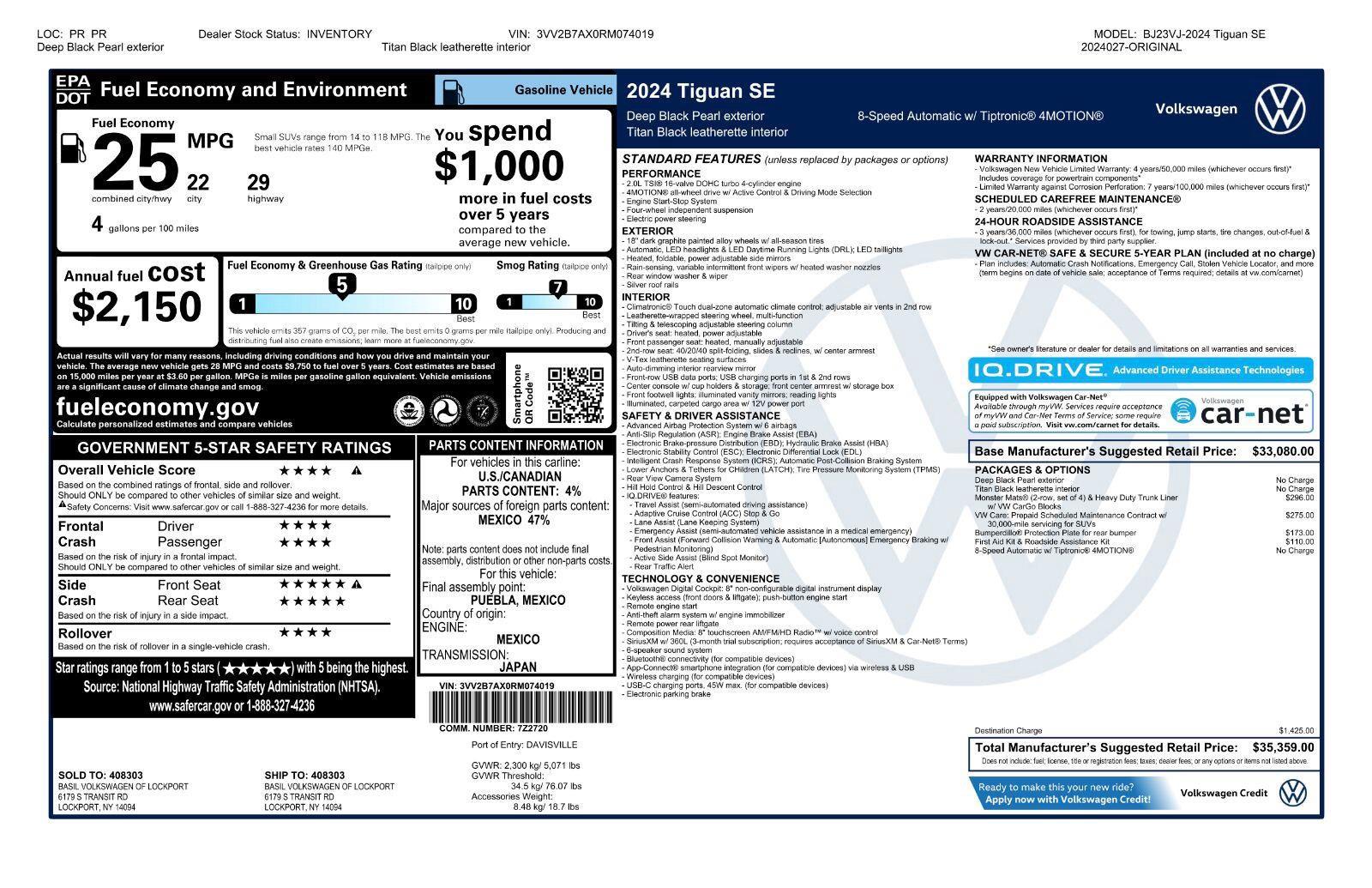 Certified Used 2024 Deep Black Pearl Volkswagen SE image 47