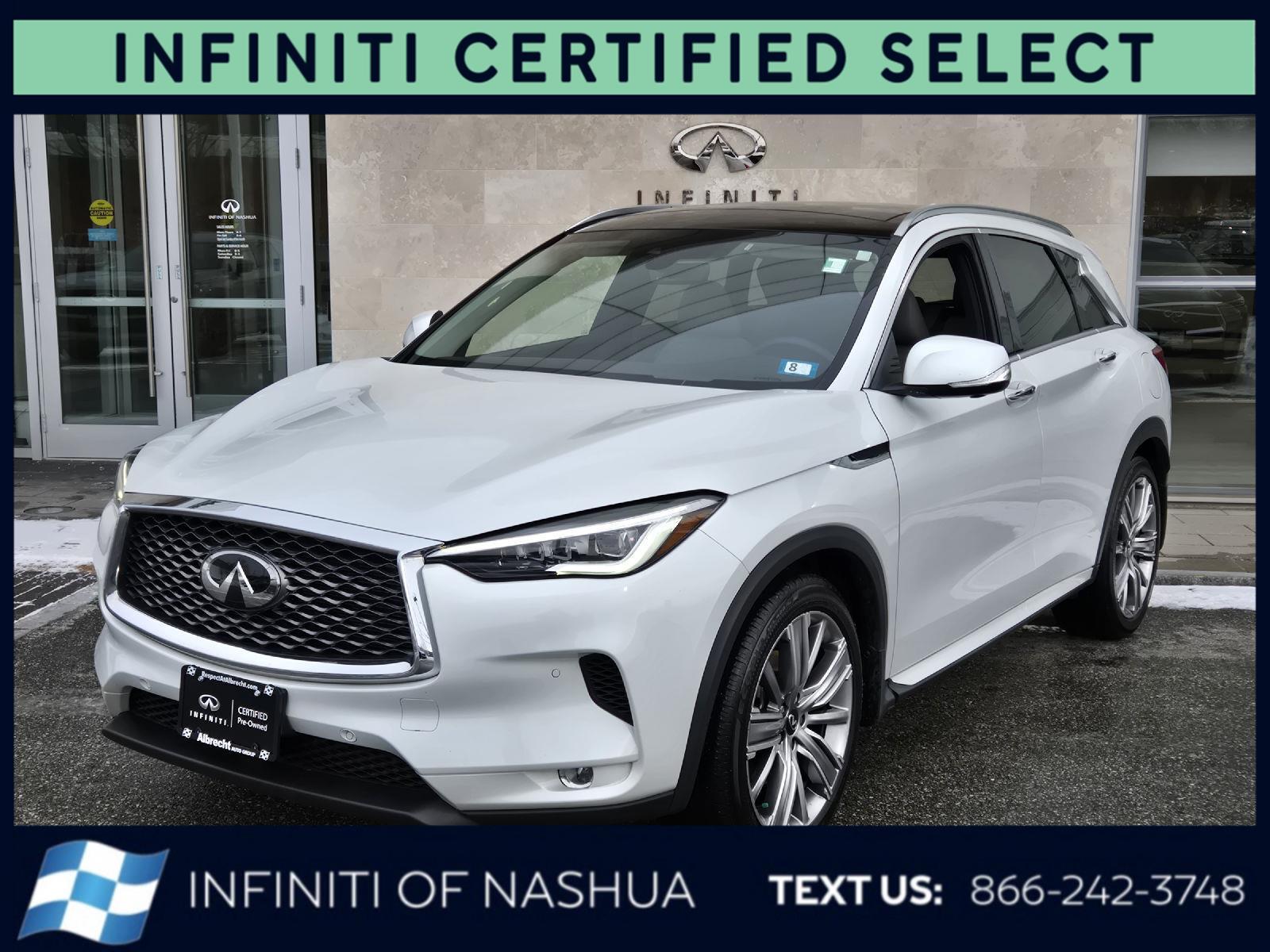 Radiant White 2023 INFINITI QX50 Sensory AWD SUV / Crossover All-Wheel Drive Continuously Variable Transmission
