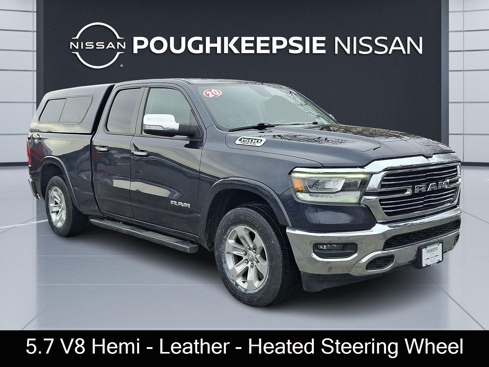 Gray (Maximum Steel Metallic Clearcoat) 2020 RAM 1500 Laramie Quad Cab 4WD Pickup Truck Four-Wheel Drive 8-Speed Automatic