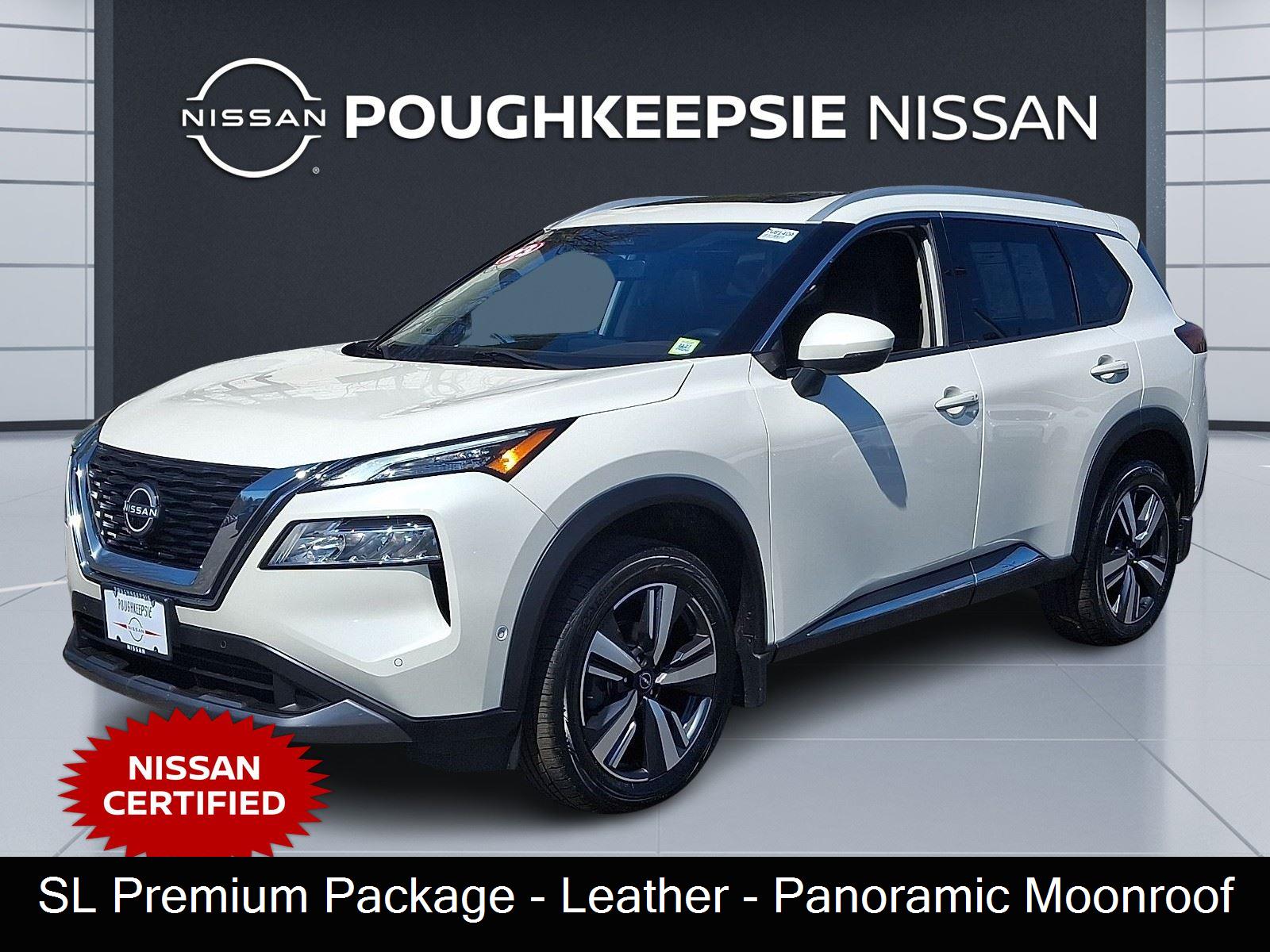 Pearl White Tricoat 2023 Nissan Rogue SL AWD SUV / Crossover All-Wheel Drive Continuously Variable Transmission