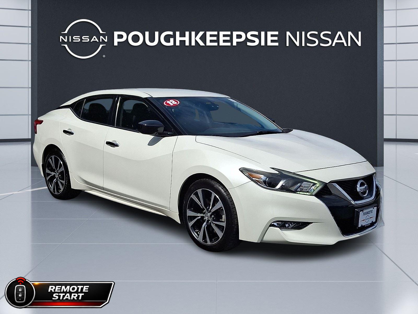 Pearl White 2018 Nissan Maxima Sedan Front-Wheel Drive Continuously Variable Transmission