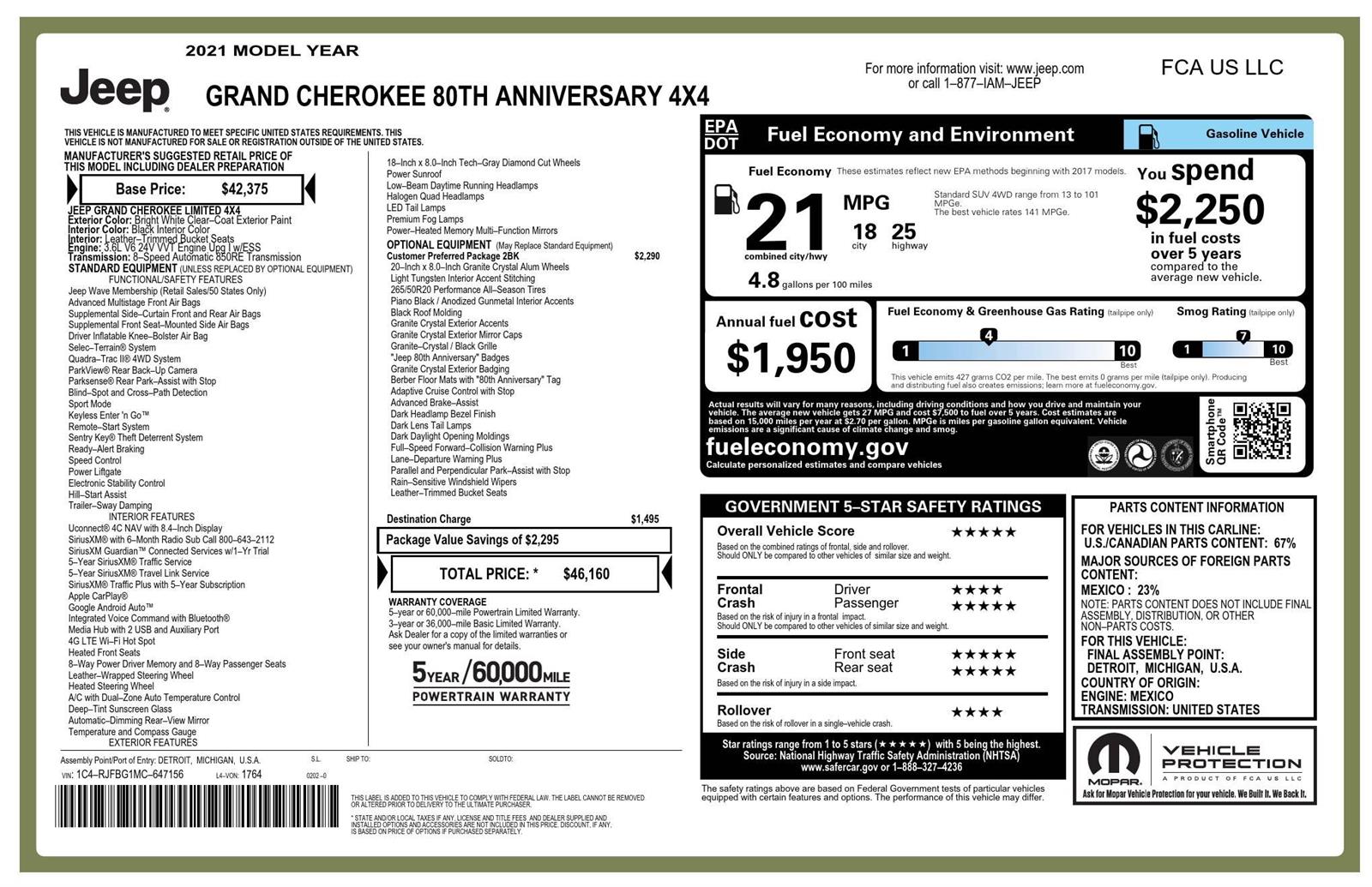 Used 2021 Bright White Clearcoat Jeep 80th Anniversary image 11