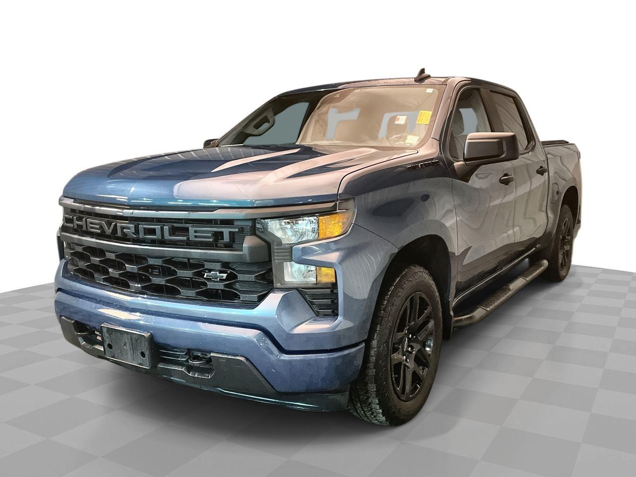 Lakeshore Blue Metallic 2024 Chevrolet Silverado 1500 Custom Crew Cab 4WD Pickup Truck Four-Wheel Drive 8-Speed Automatic