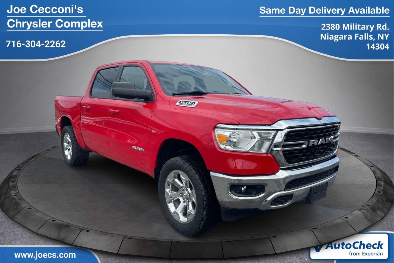 Flame Red Clearcoat 2022 RAM 1500 Big Horn Crew Cab 4WD Pickup Truck Four-Wheel Drive 8-Speed Automatic