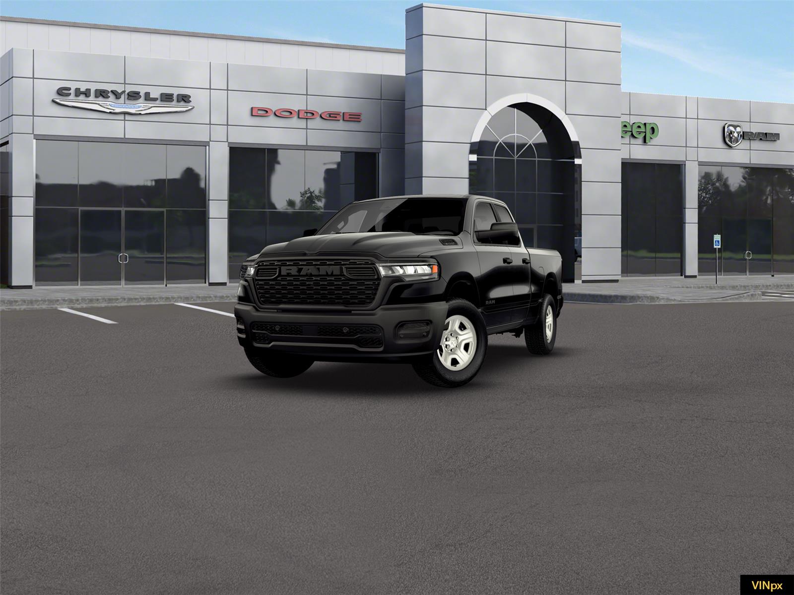 Diamond Black Crystal Pearlcoat 2026 RAM 1500 Tradesman Quad Cab 4WD Pickup Truck Four-Wheel Drive 8-Speed Automatic