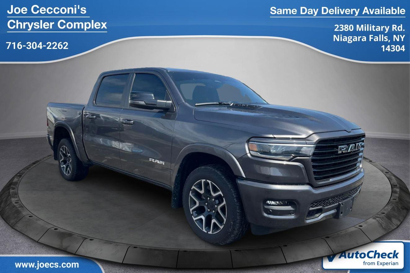 Gray (Granite Crystal Metallic Clearcoat) 2025 RAM 1500 Laramie Crew Cab 4WD Pickup Truck Four-Wheel Drive 8-Speed Automatic