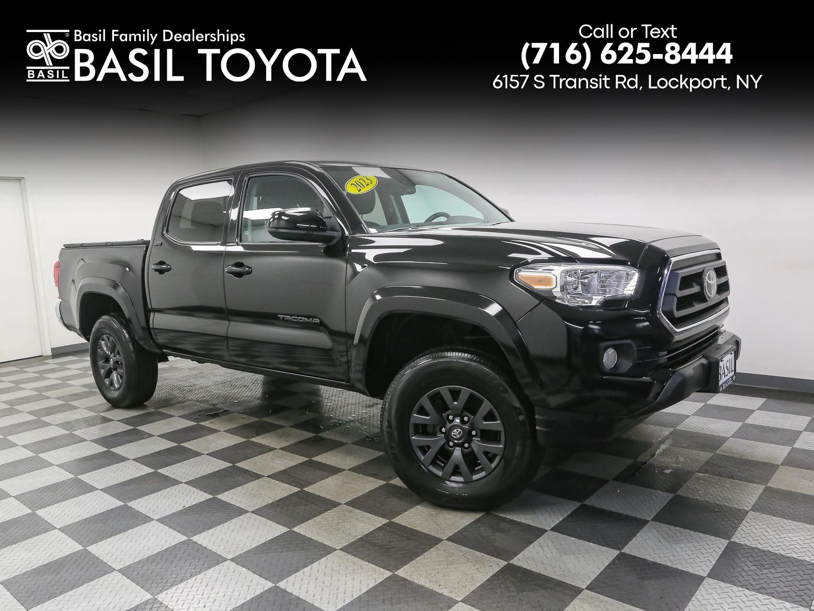 Black 2023 Toyota Tacoma SR5 V6 Double Cab 4WD Pickup Truck Four-Wheel Drive 6-Speed Automatic