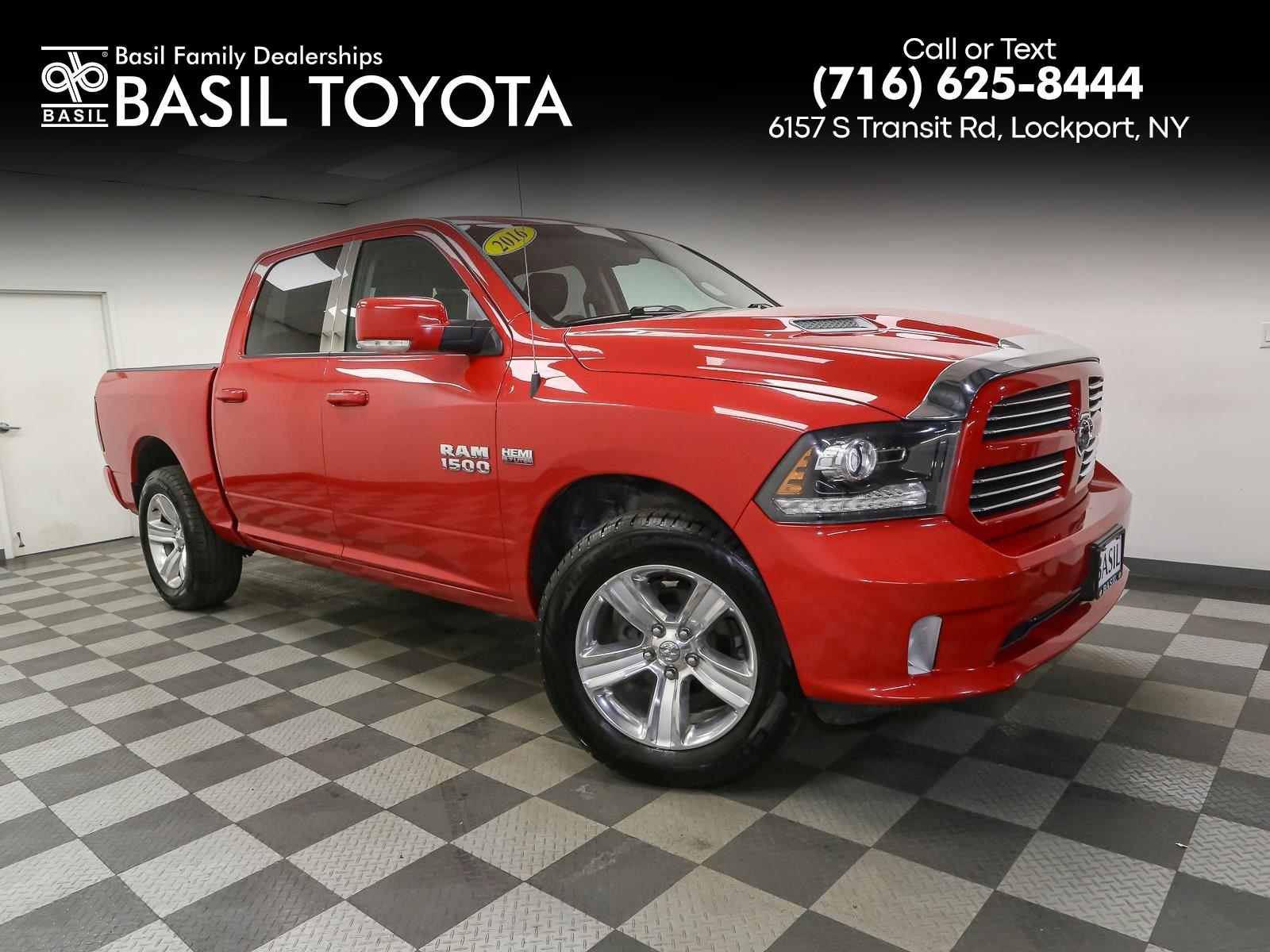 Flame Red 2016 RAM 1500 Pickup Truck Four-Wheel Drive 8-Speed Automatic
