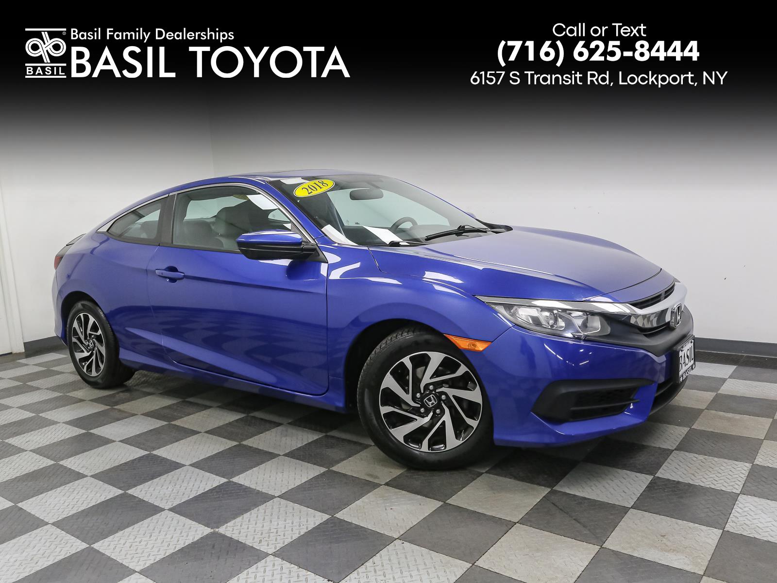 Aegean Blue Metallic 2018 Honda Civic Coupe LX-P Coupe Front-Wheel Drive Continuously Variable Transmission