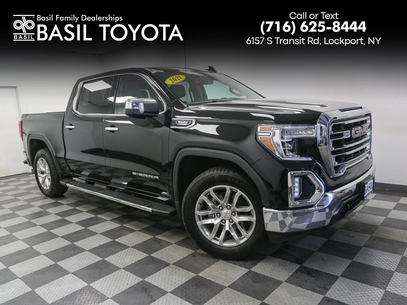 Onyx Black 2021 GMC Sierra 1500 SLT Crew Cab 4WD Pickup Truck Four-Wheel Drive Automatic