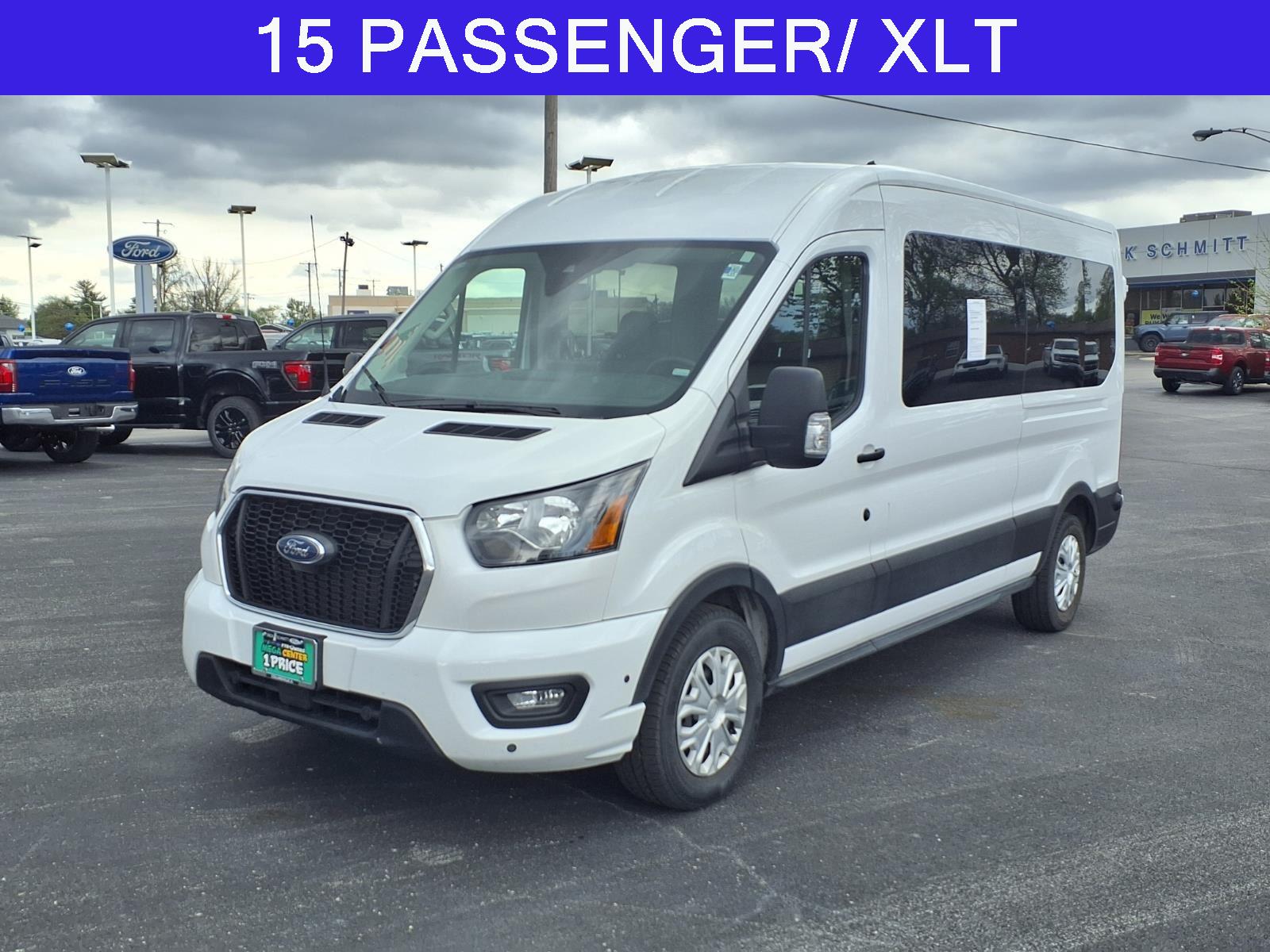 Oxford White 2024 Ford Transit Passenger 350 XLT Medium Roof LB RWD Van Rear-Wheel Drive