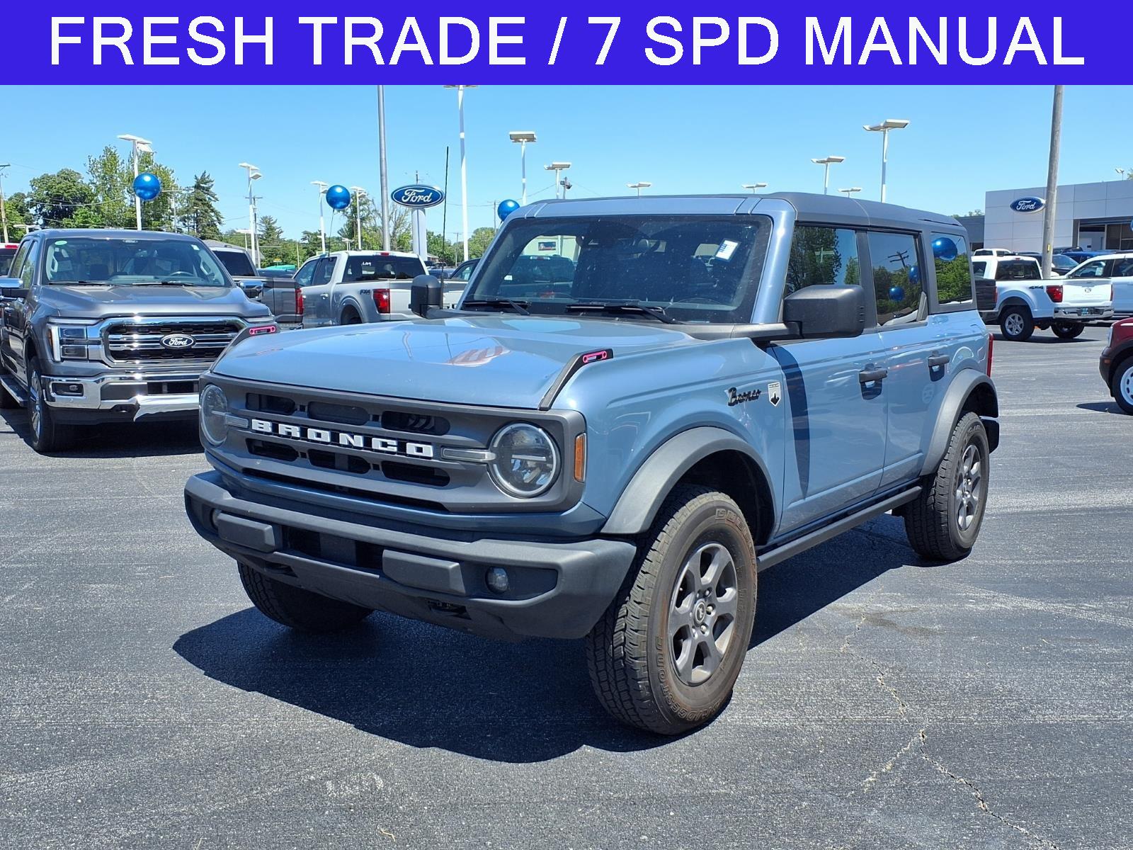 Blue (Azure Gray Metallic Tri-Coat) 2024 Ford Bronco Big Bend 4-Door 4WD SUV / Crossover Four-Wheel Drive 7-Speed Manual