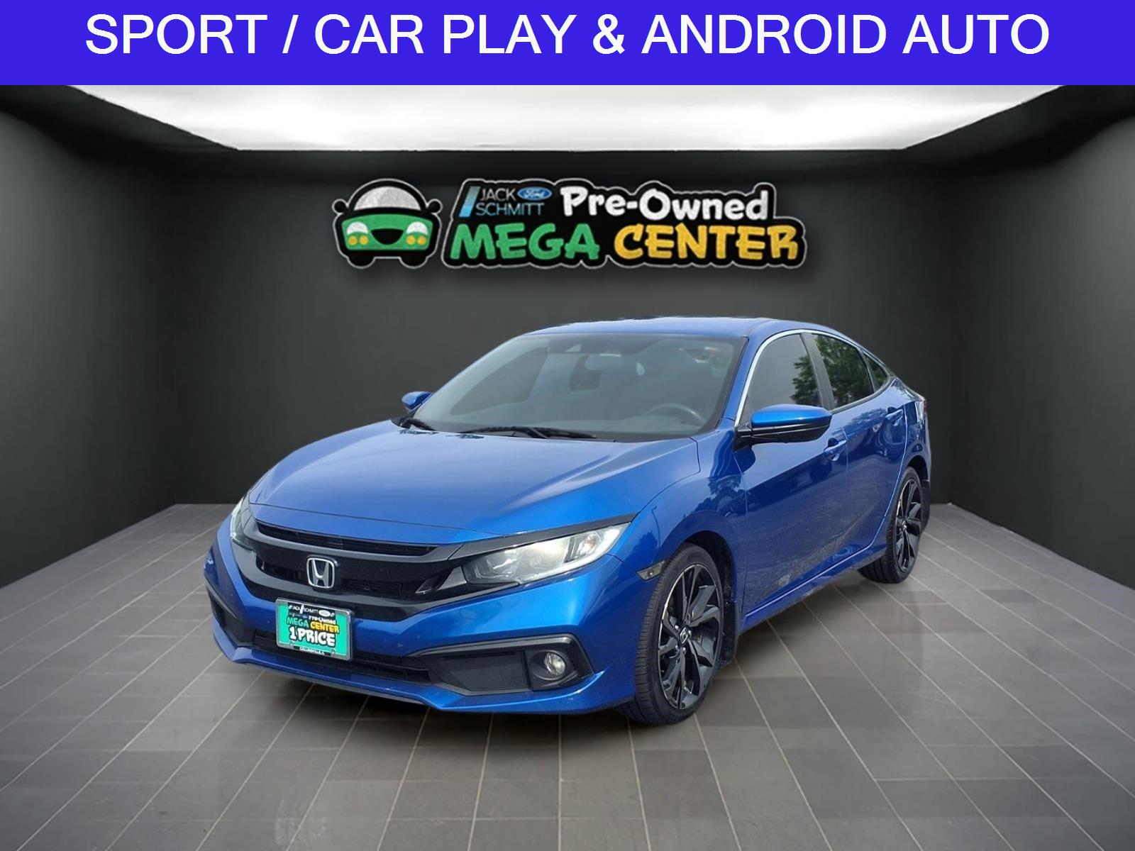 Aegean Blue Metallic 2019 Honda Civic Sedan Front-Wheel Drive Continuously Variable Transmission