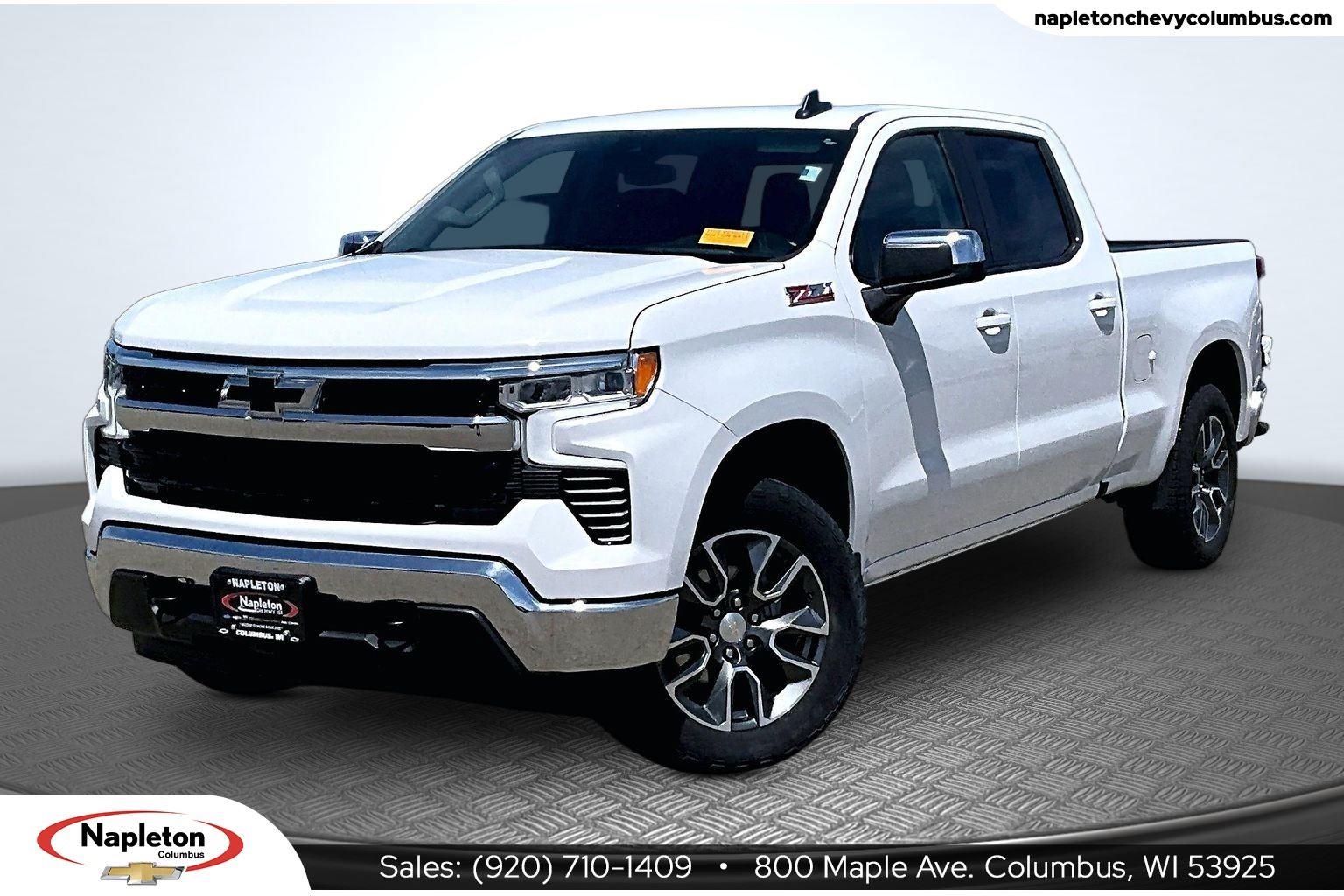 Summit White 2023 Chevrolet Silverado 1500 LT Crew Cab 4WD Pickup Truck Four-Wheel Drive Automatic