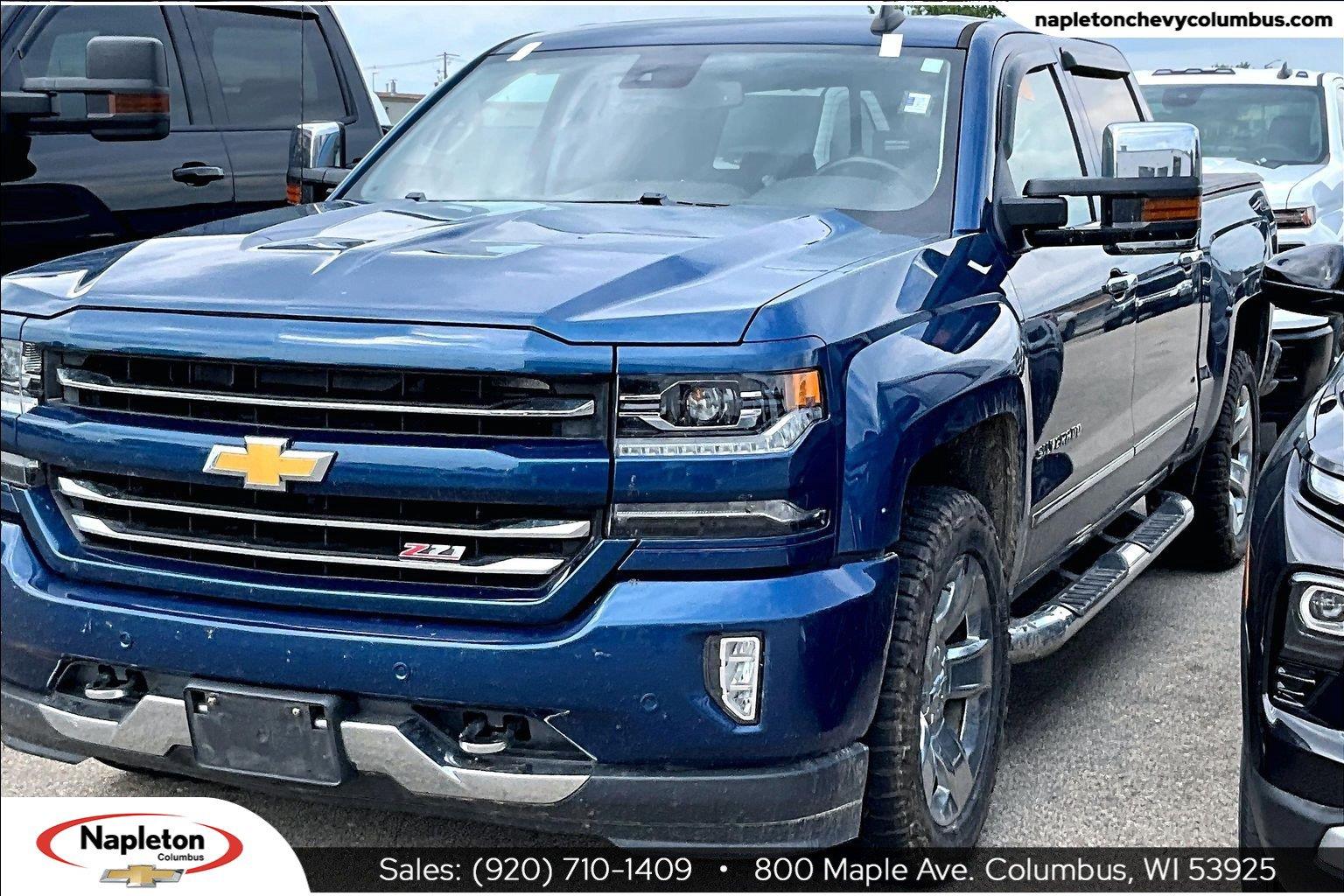 Deep Ocean Blue Metallic 2018 Chevrolet Silverado 1500 Pickup Truck Four-Wheel Drive 8-Speed Automatic