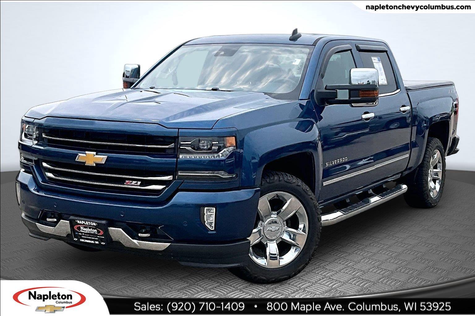 Deep Ocean Blue Metallic 2018 Chevrolet Silverado 1500 Pickup Truck Four-Wheel Drive 8-Speed Automatic