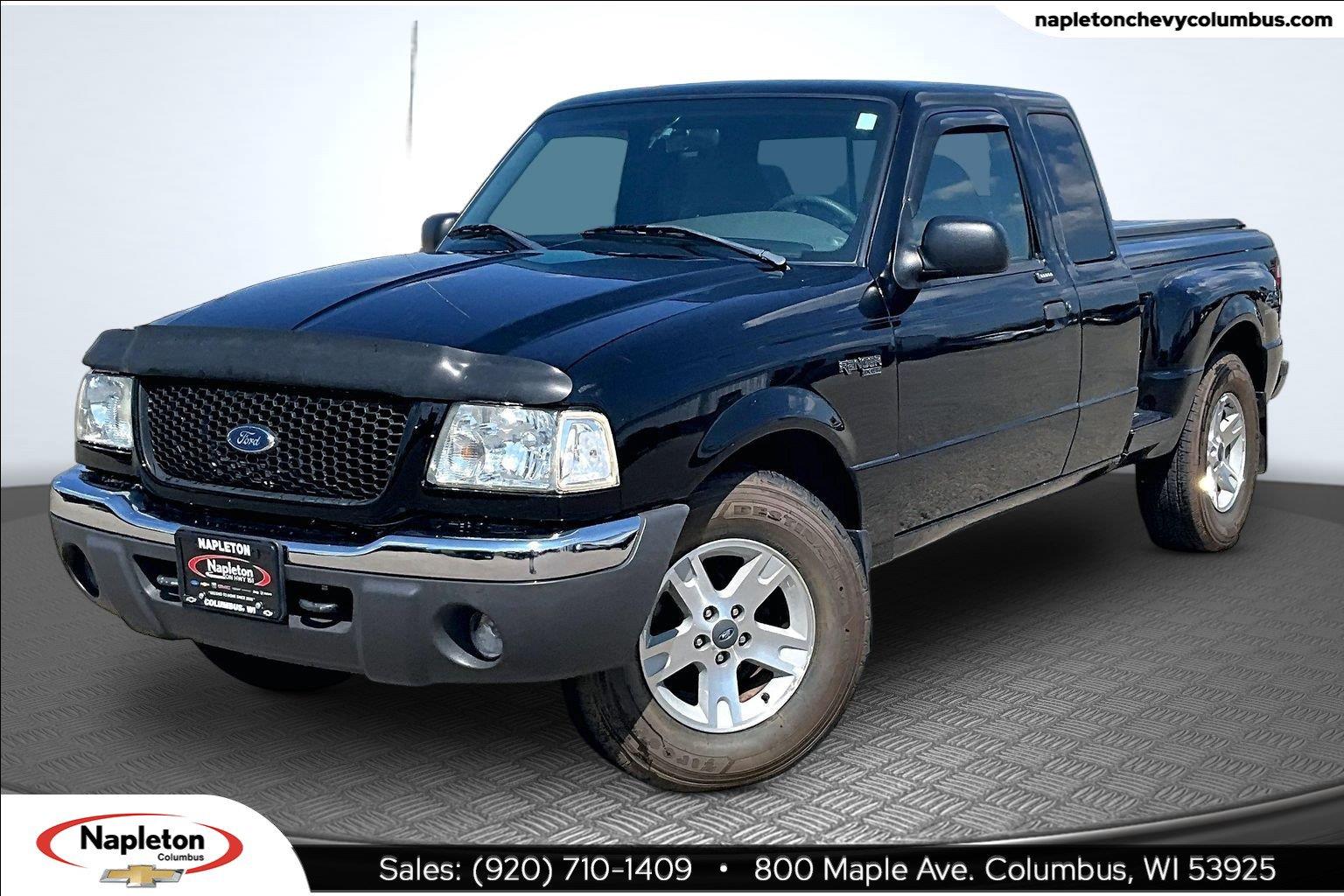 Black 2002 Ford Ranger Pickup Truck Four-Wheel Drive