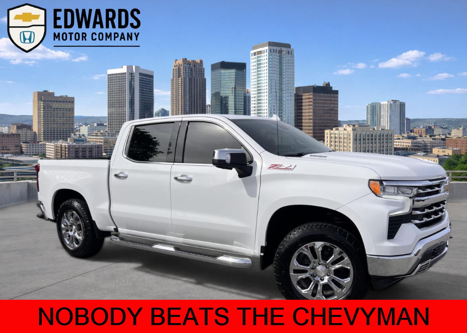 Summit White 2022 Chevrolet Silverado 1500 LTZ Crew Cab 4WD Pickup Truck Four-Wheel Drive Automatic