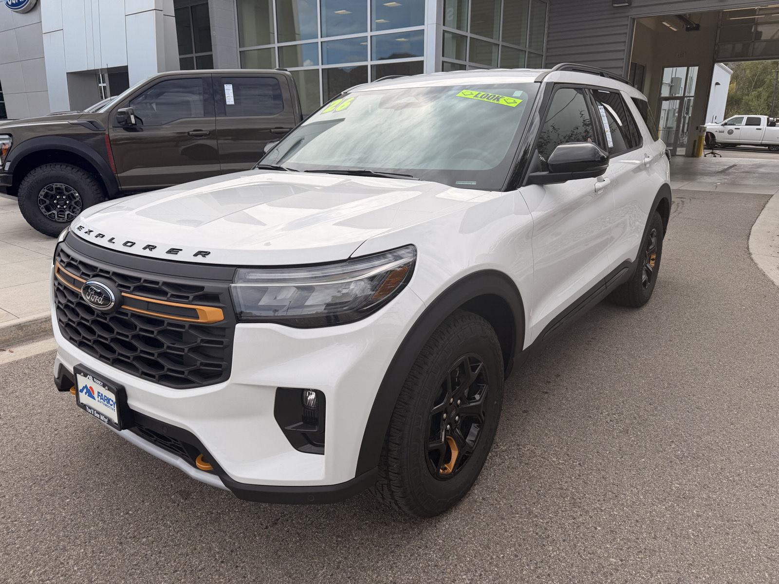 Star White Metallic Tri-Coat 2026 Ford Explorer SUV / Crossover All-Wheel Drive Automatic
