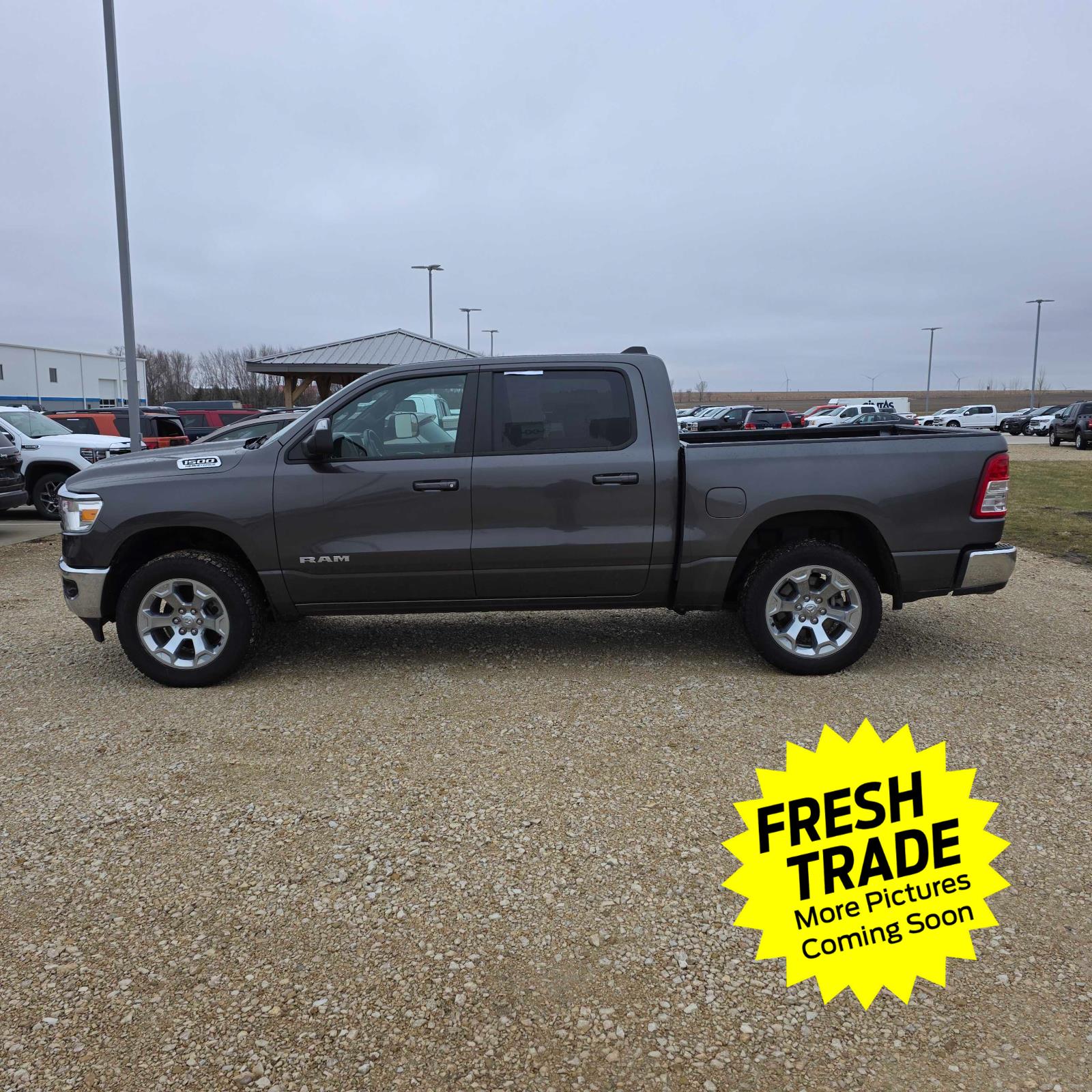 Gray (Granite Crystal Metallic Clearcoat) 2021 RAM 1500 Big Horn Crew Cab 4WD Pickup Truck Four-Wheel Drive 8-Speed Automatic