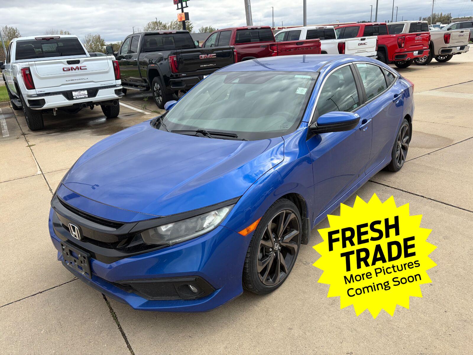 Aegean Blue Metallic 2019 Honda Civic Sedan Front-Wheel Drive Continuously Variable Transmission