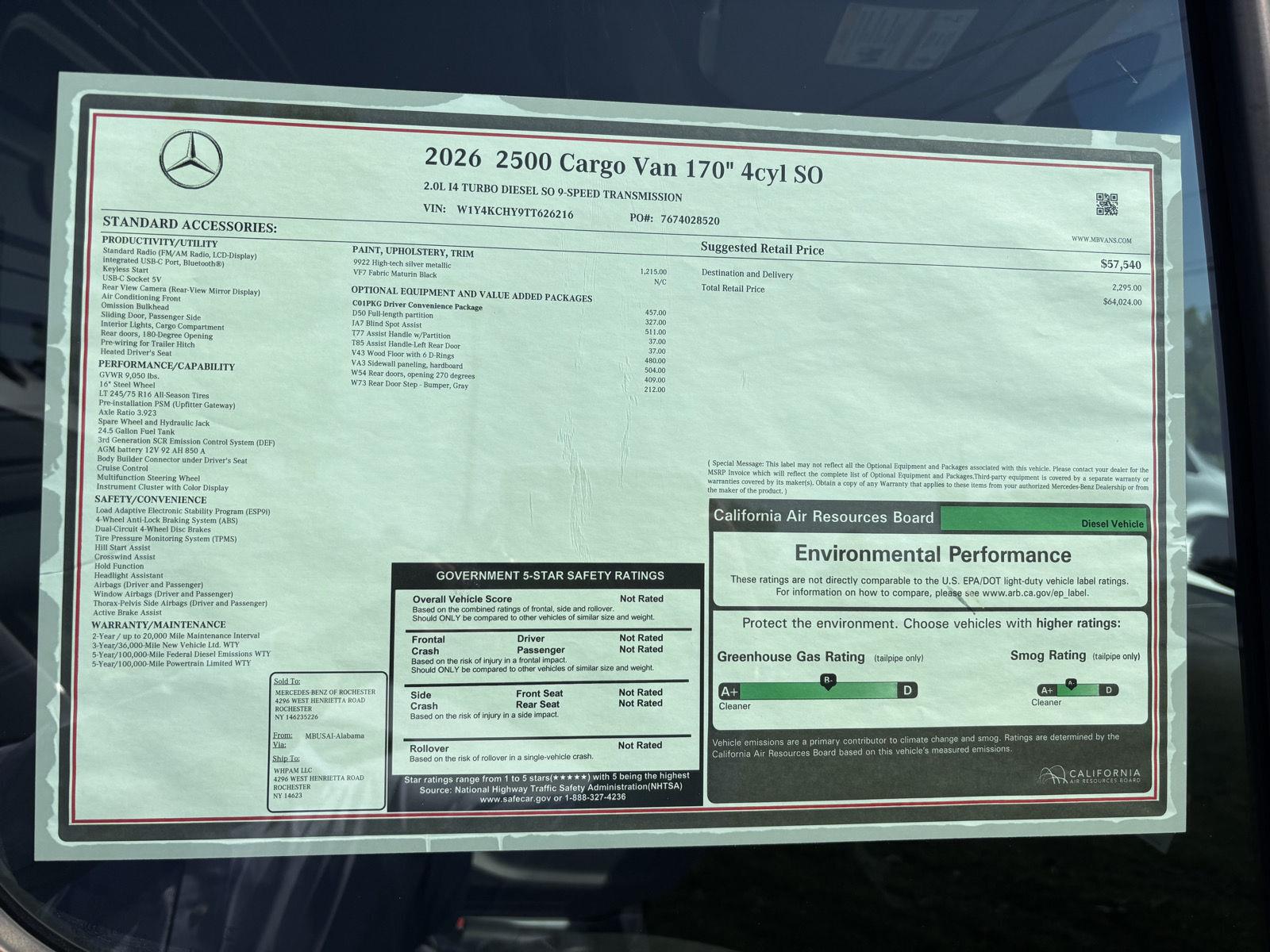New 2026 GY Mercedes-Benz Cargo Van 170" 4cyl SO image 2